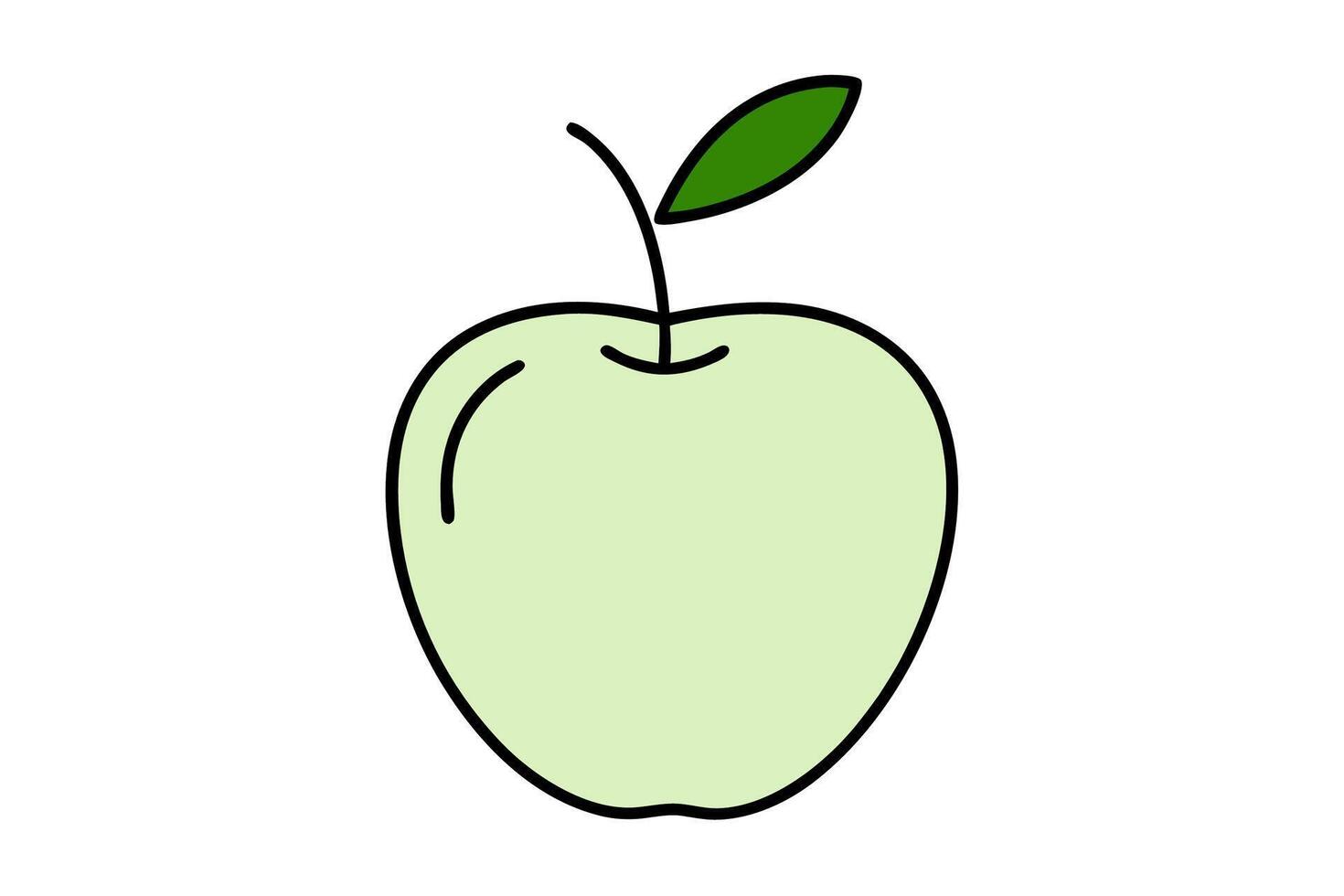 A green apple with a leaf on it vector