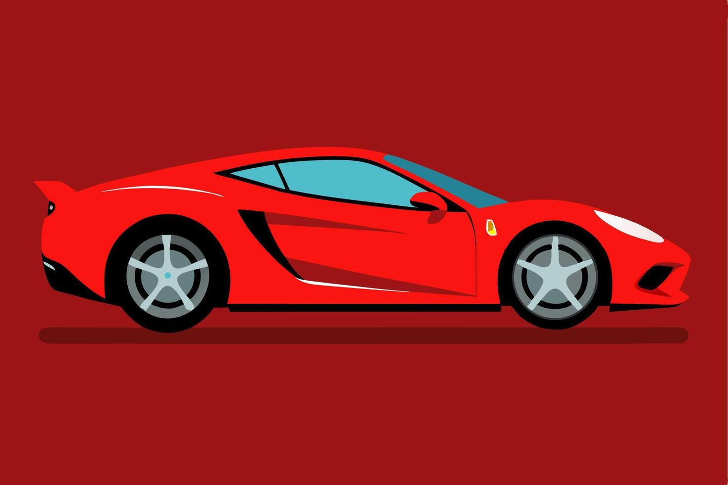 A red sports car on a red background vector