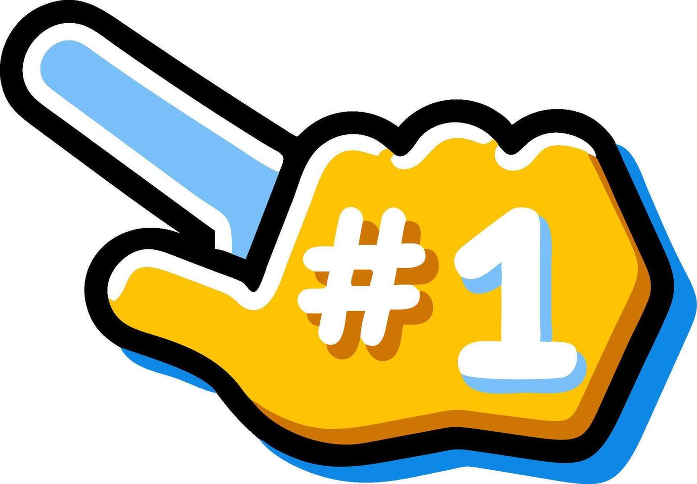 A cartoon hand with the number one on it vector