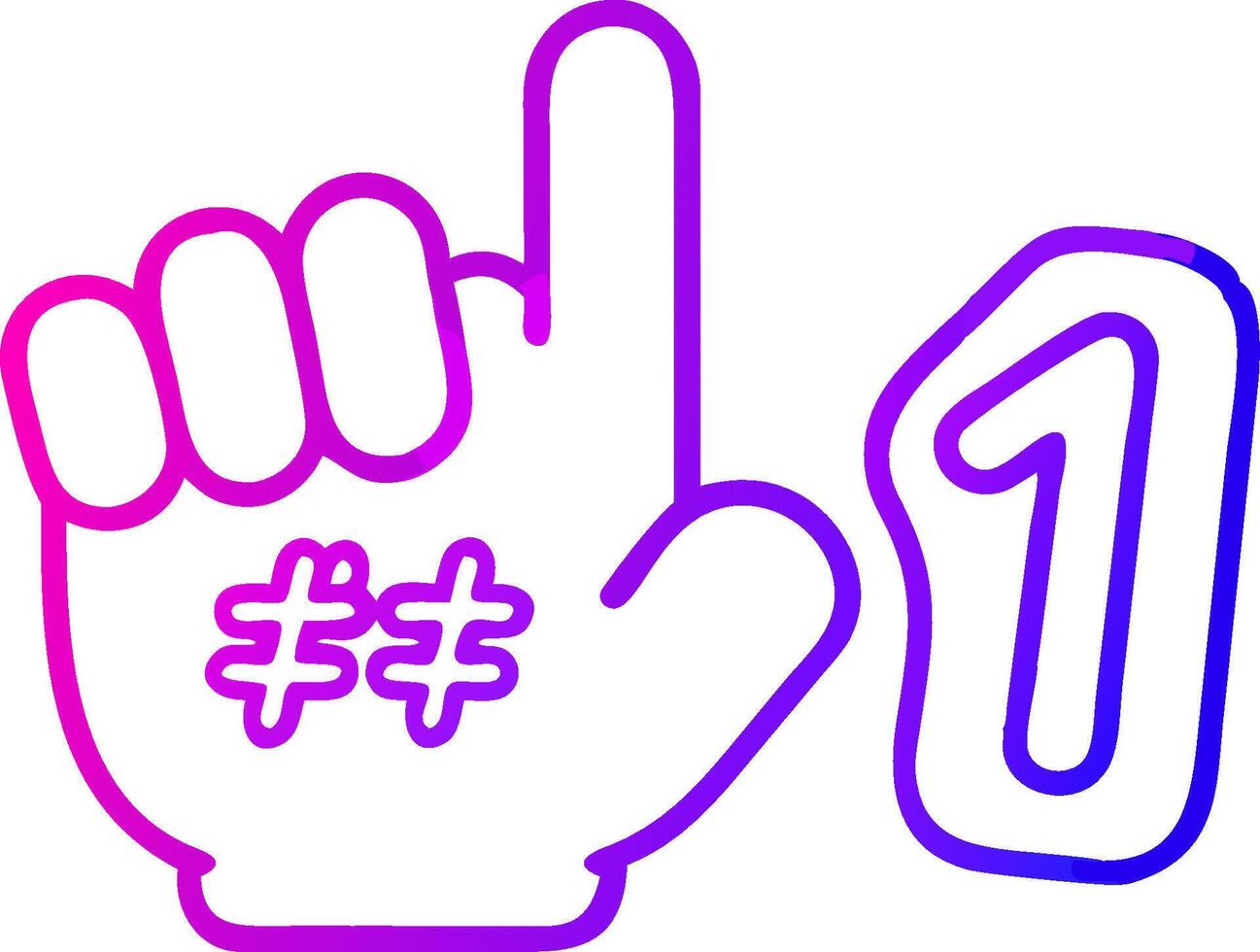 A hand with a number one and a finger pointing up vector