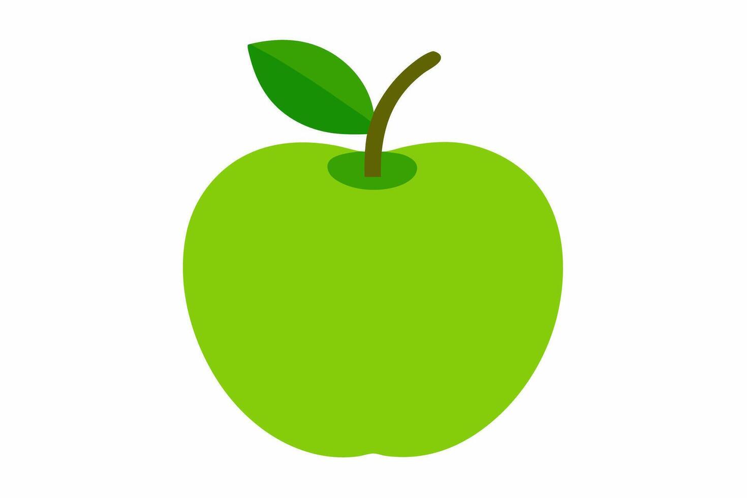 An apple is shown in a flat style vector