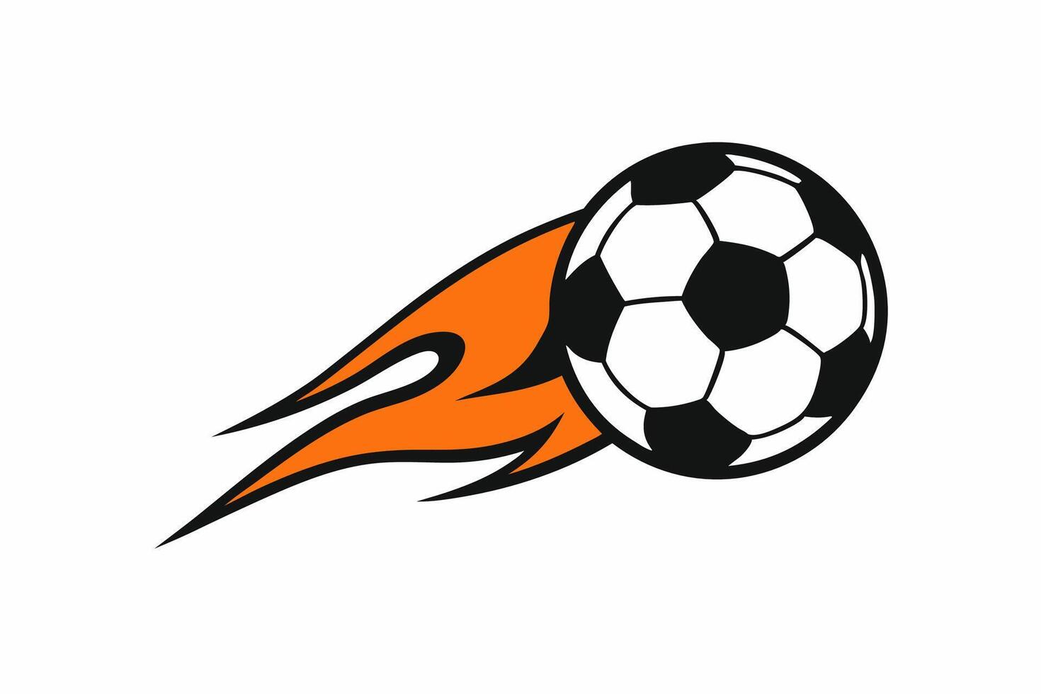 Soccer ball with orange and black flames vector