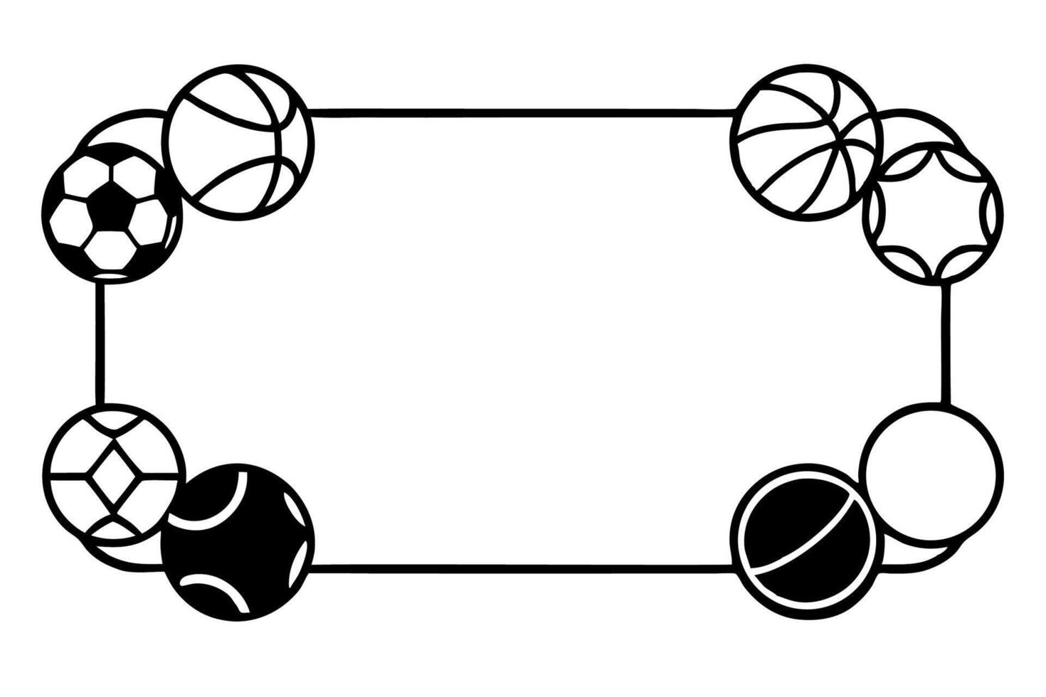A black and white drawing of a frame with balls vector