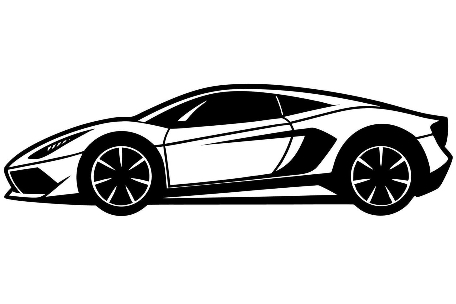 A black and white sports car on a white background vector