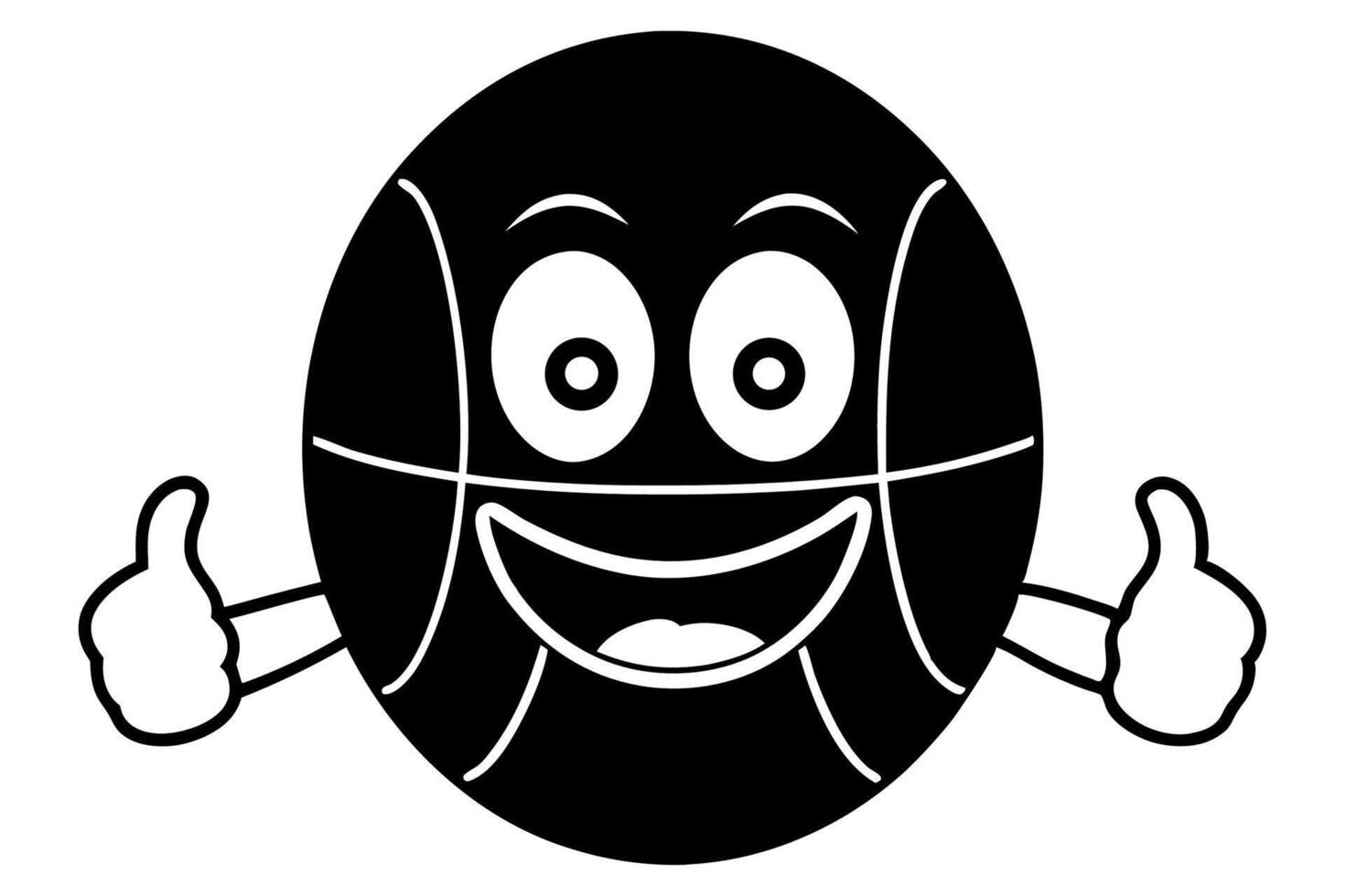 A black and white cartoon basketball character giving a thumbs up vector