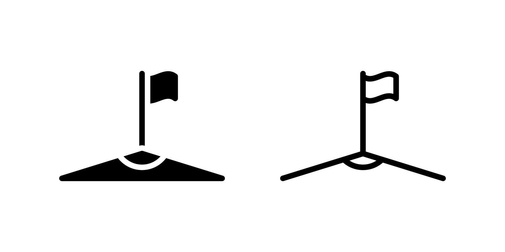 Corner flag icon set used to mark soccer field boundaries vector