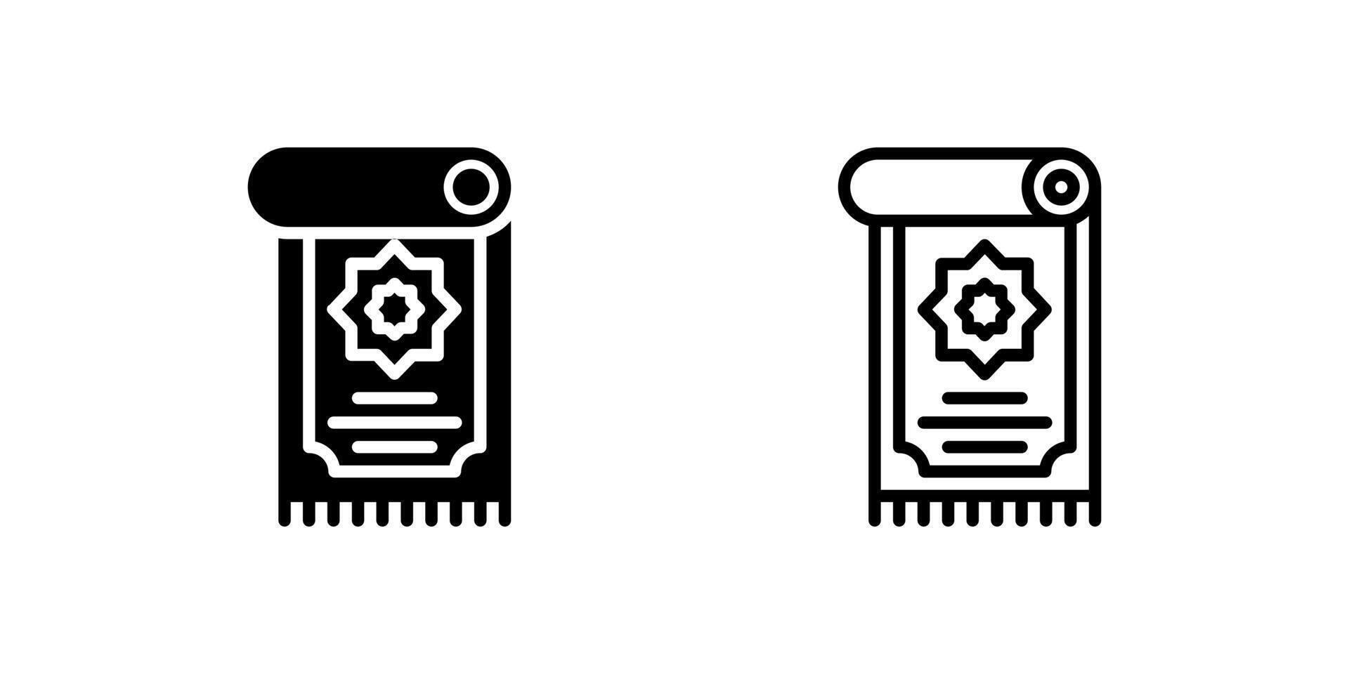 Prayer mat icon, used by Muslims during prayer, especially during Ramadan. vector