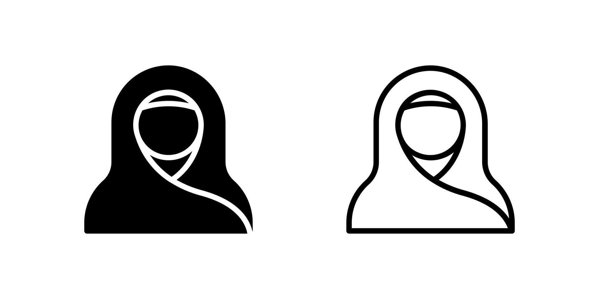 Icon of a Muslim woman wearing hijab. vector