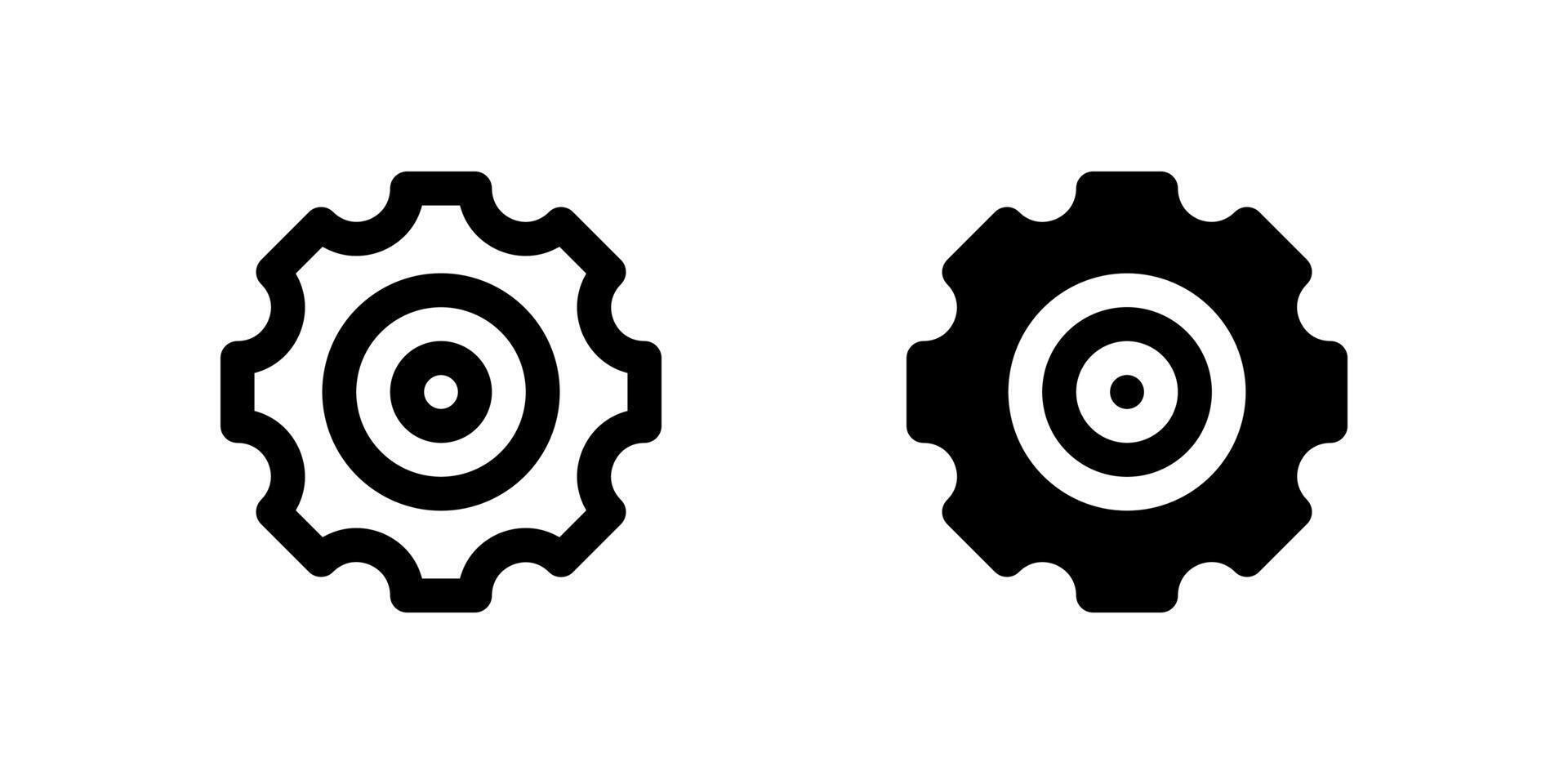 Gear icon set representing mechanical system or settings commonly used in industry or automation. vector