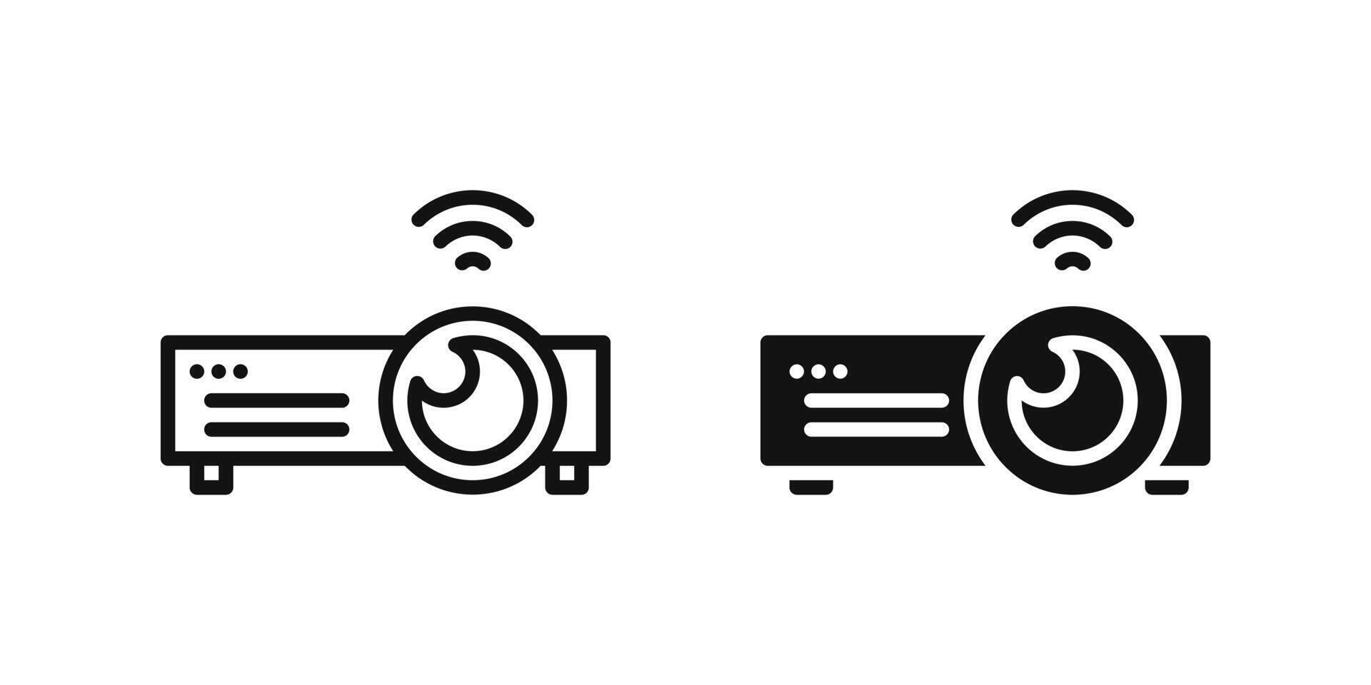 Projector icon set used to represent smart display devices in home or office environments. vector