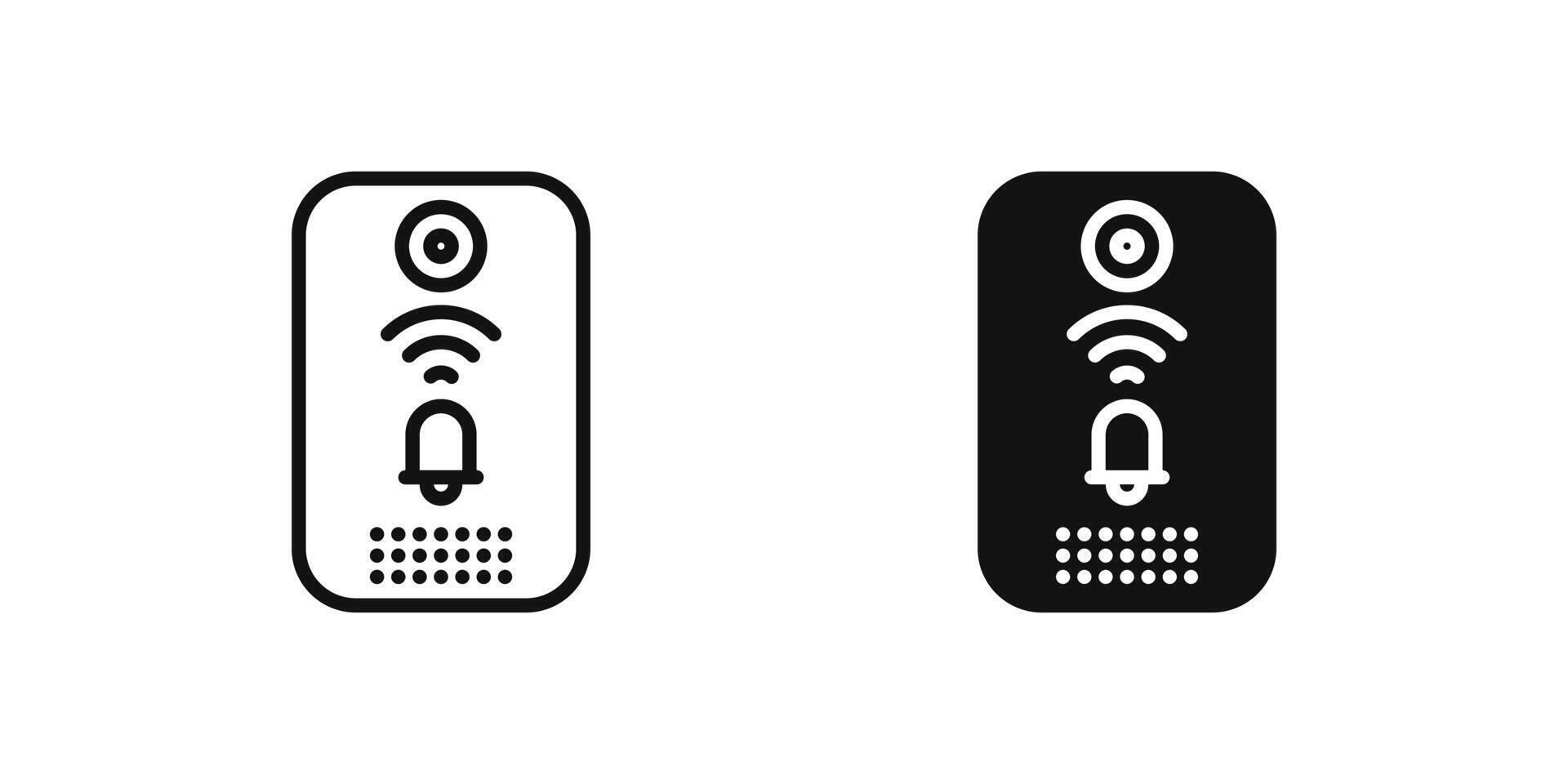 Smart doorbell icon set illustrating video-enabled or connected entrance alert systems. vector