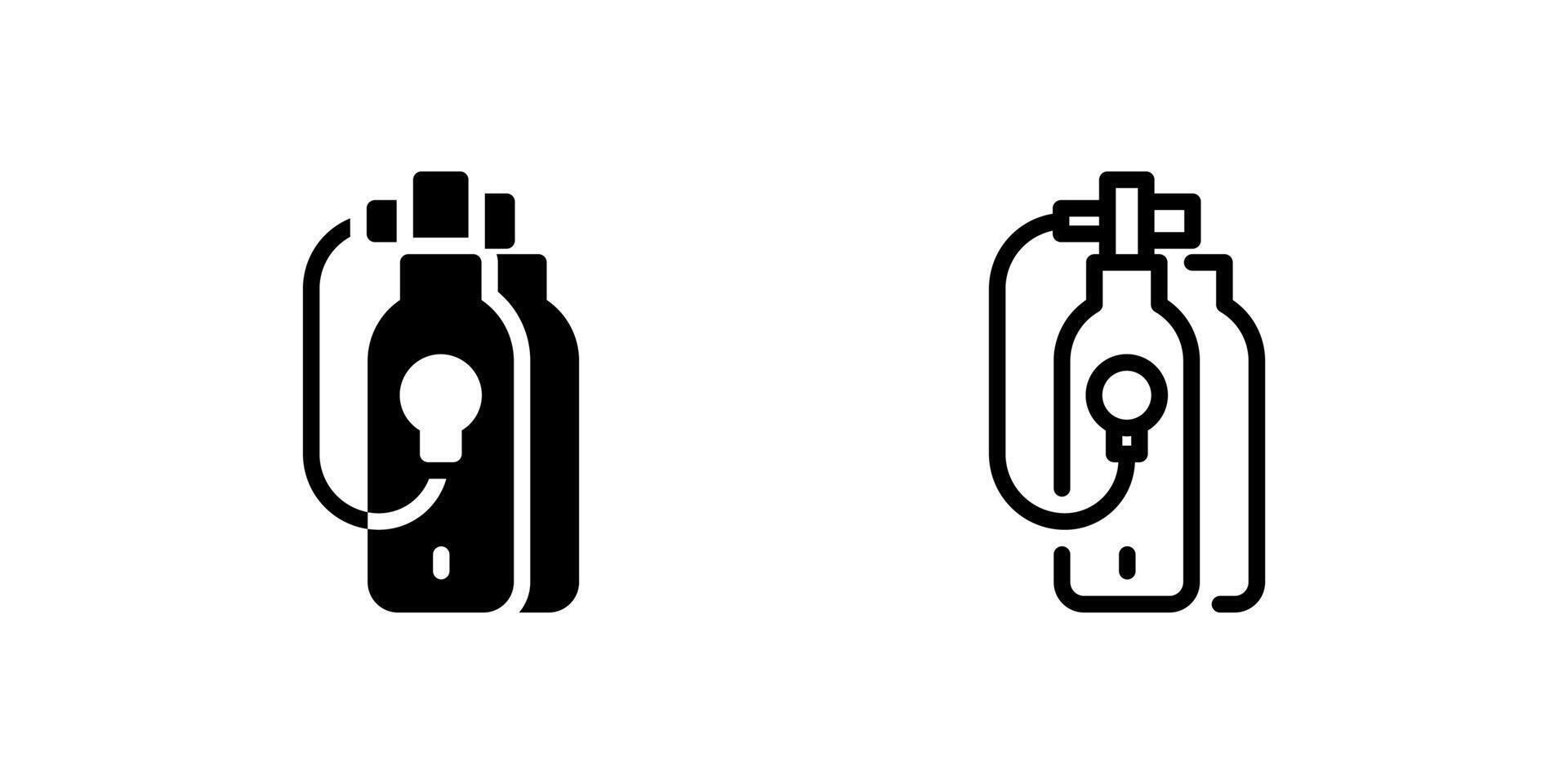 Scuba Tank Icon Set. A black icon of a scuba tank, representing diving equipment. vector