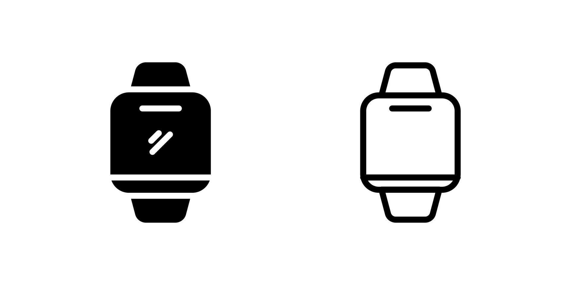 Smartwatch Icon Set. A black icon of a smartwatch, representing wearable tech. vector
