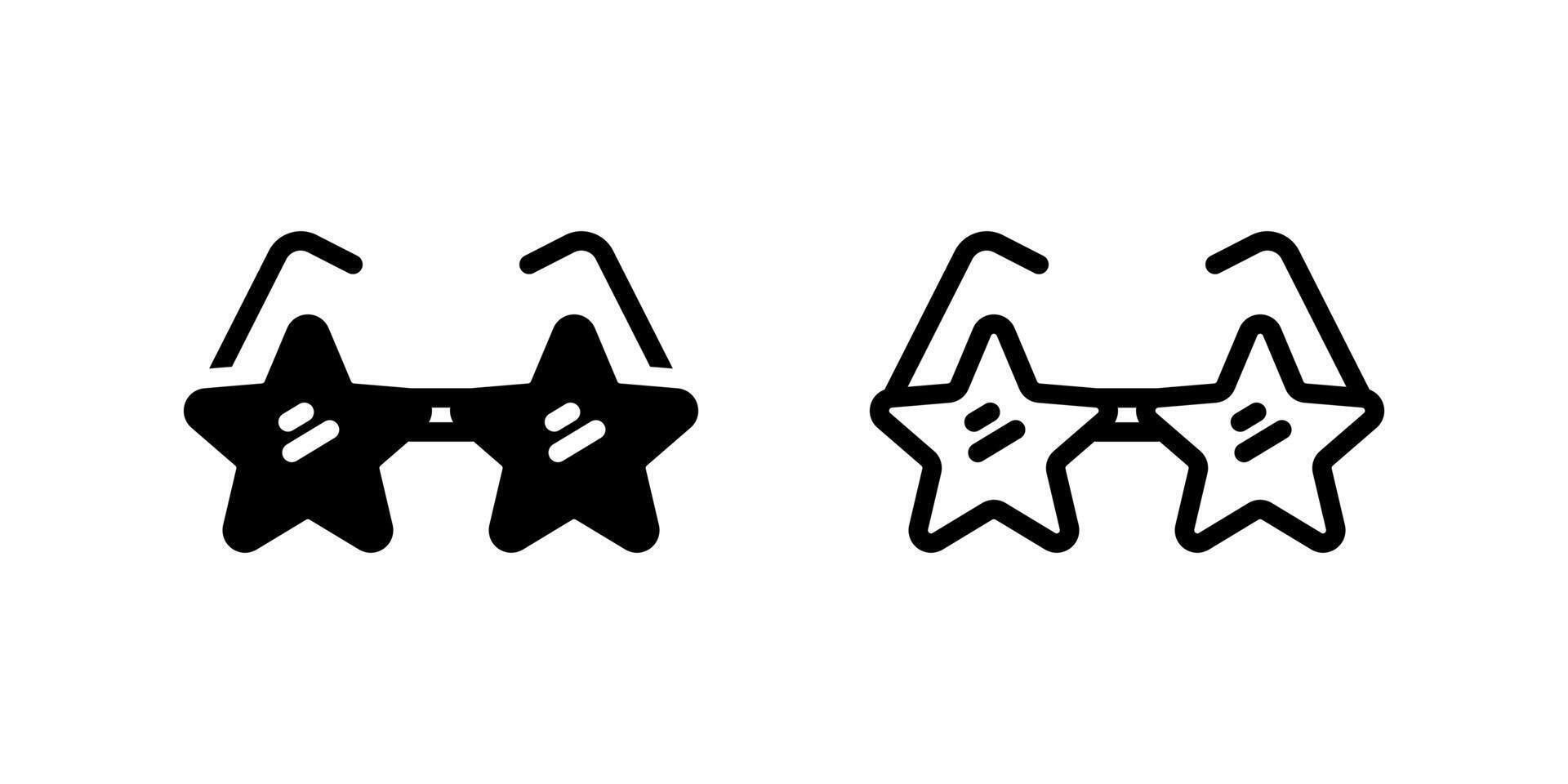 Star Sunglasses Icon Set. A black icon of star-shaped sunglasses, representing trendy eyewear. vector