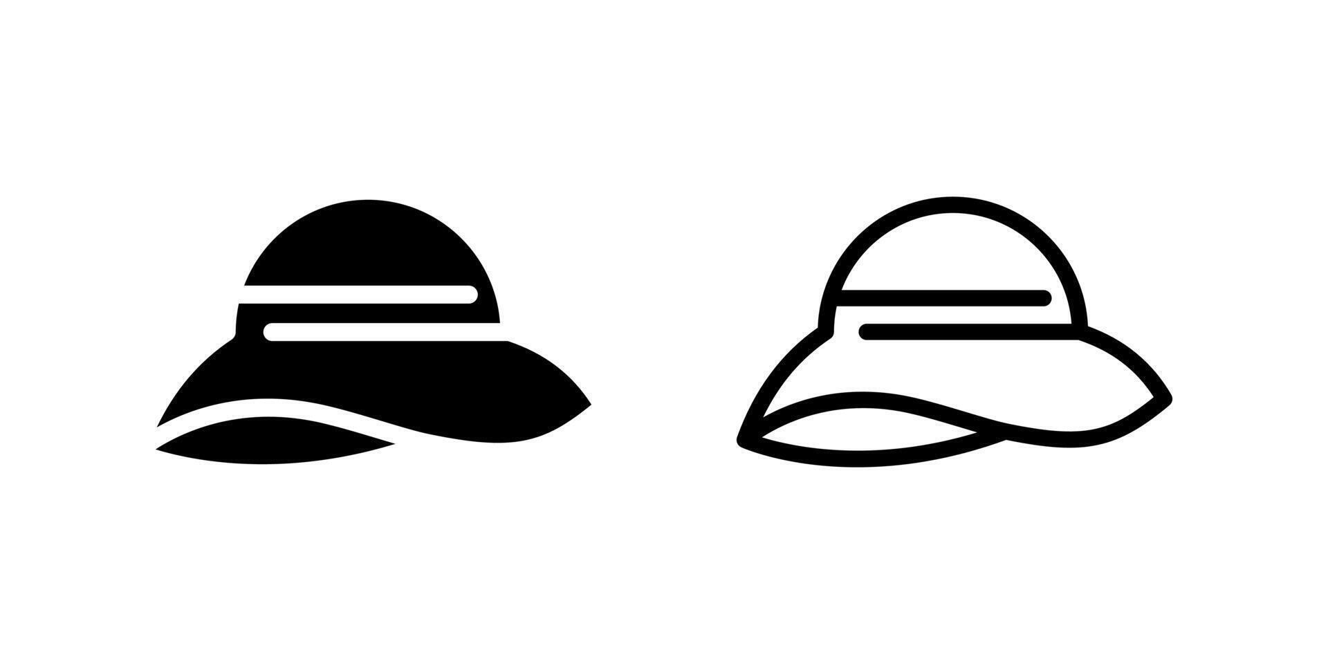 Sun Hat Icon Set. A black icon of a sun hat, representing sun protection. vector