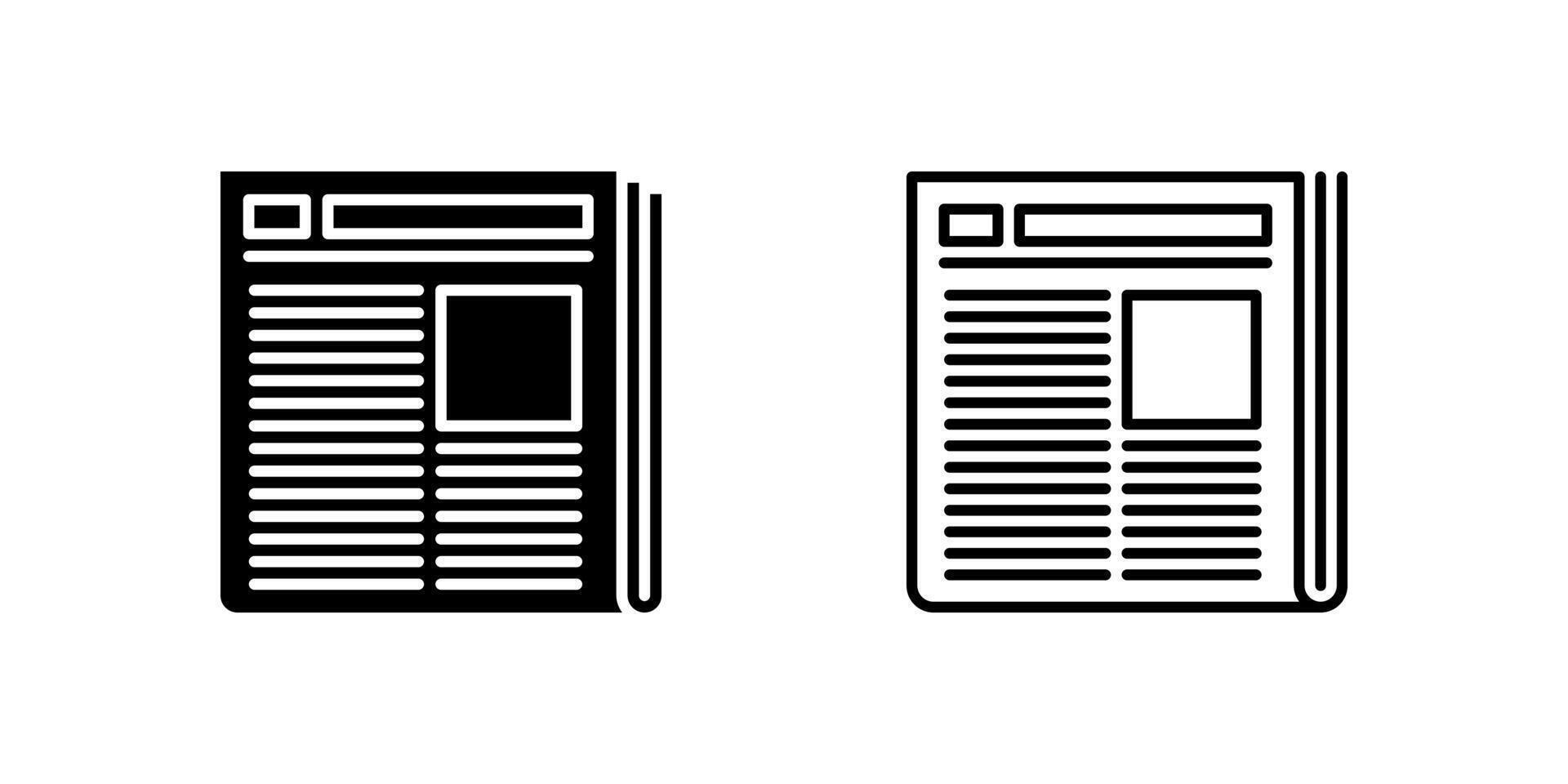 Newspaper icon set symbolizing journalism, press, and daily news. vector