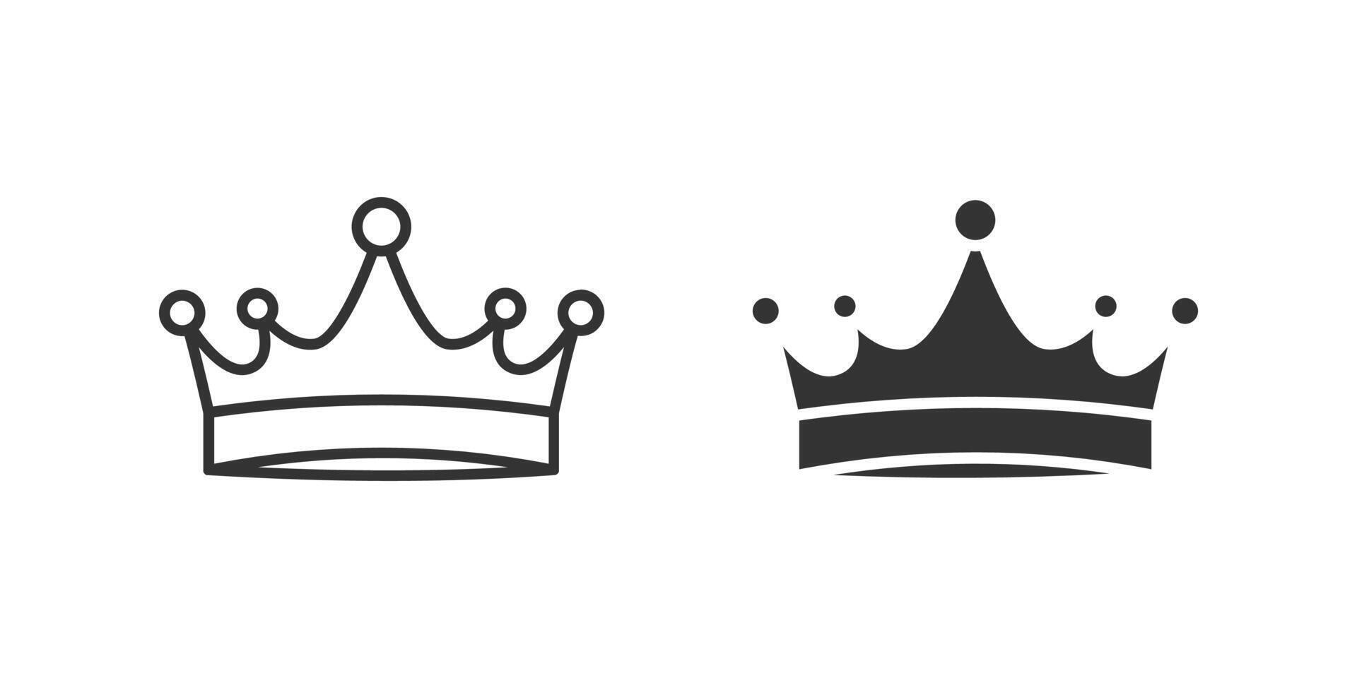 Crown Icon Set. A black icon of a crown, representing royalty or leadership. vector