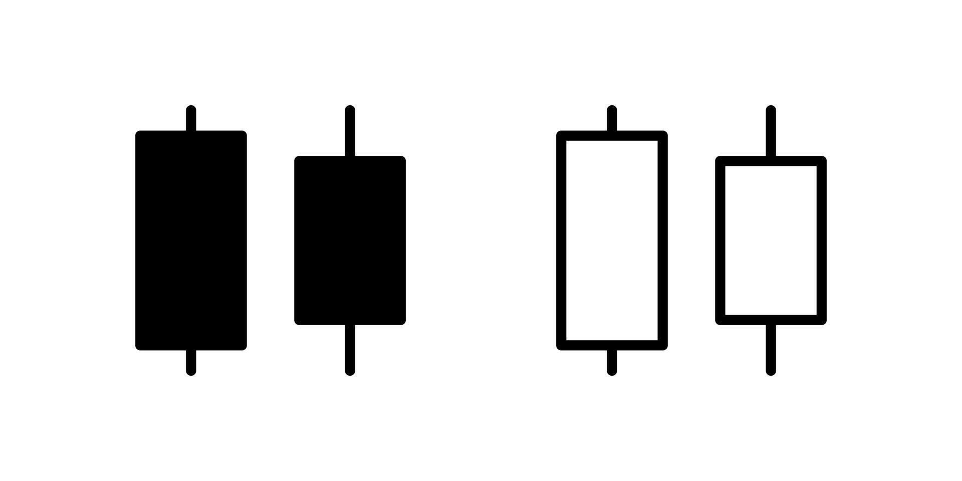 Candlestick chart icons, essential for stock market and financial analysis. vector