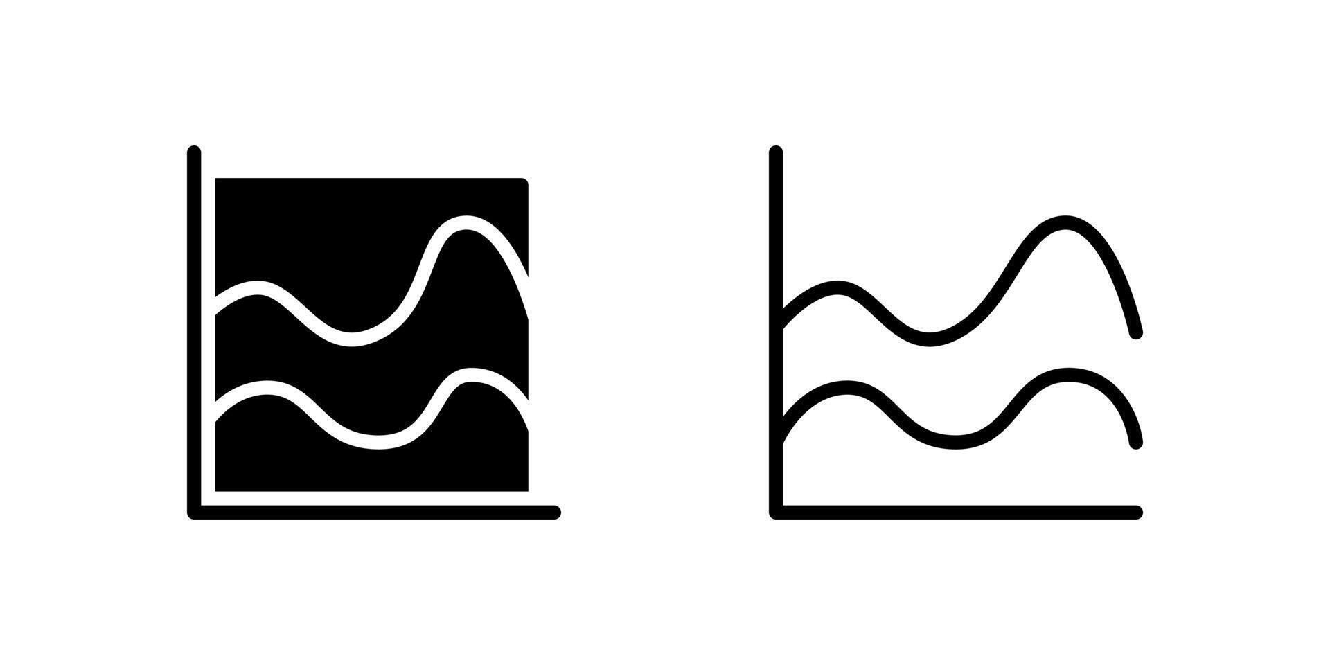 Area chart icons for data visualization, showing trends and statistics in business or finance. vector