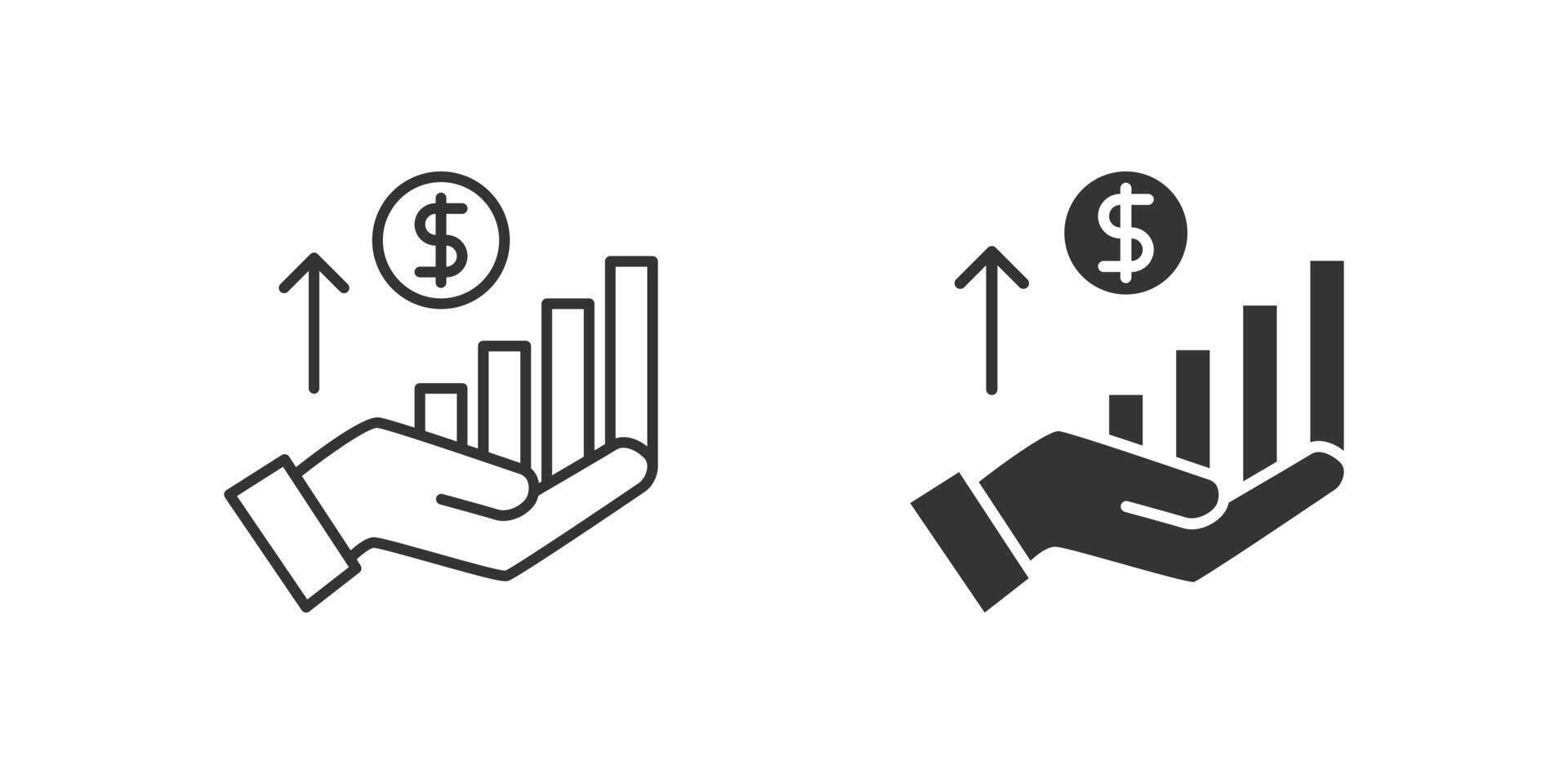 Business Profit Icon Set. A black icon of a profit graph, representing financial gain. vector