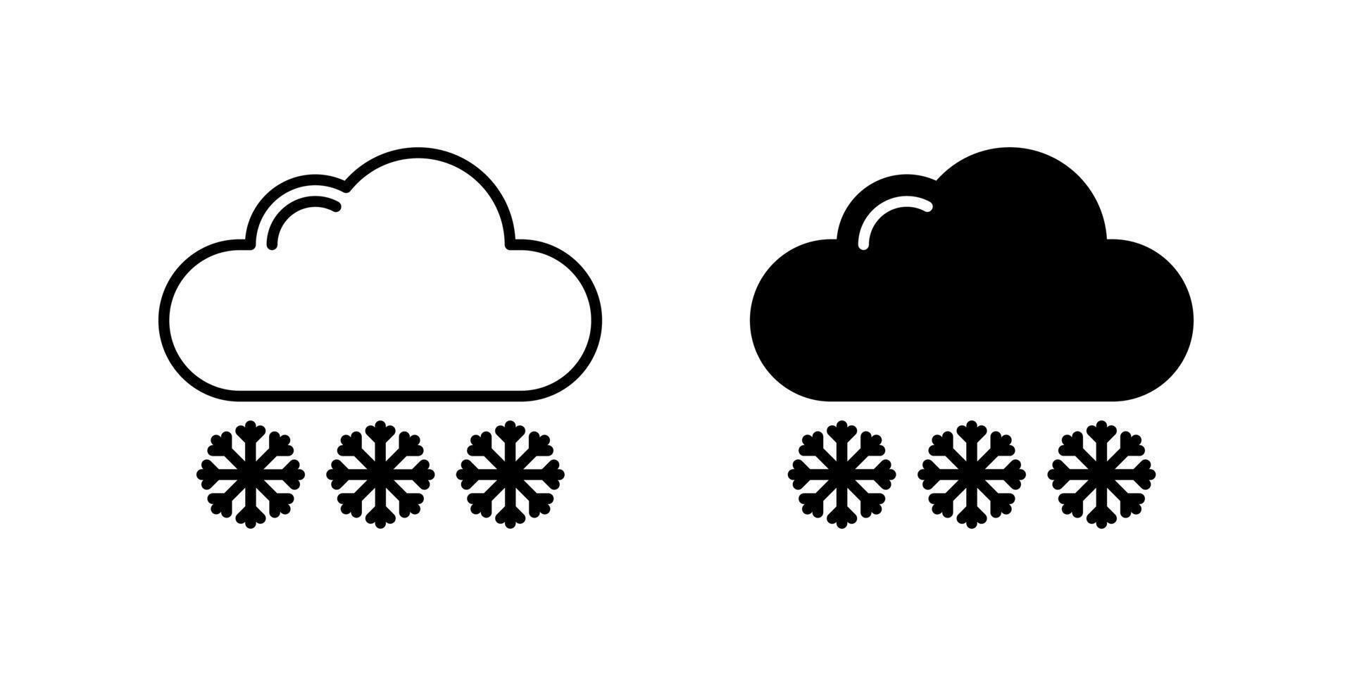 Snowing Icon Set. A black icon of snowing, representing snowfall. vector