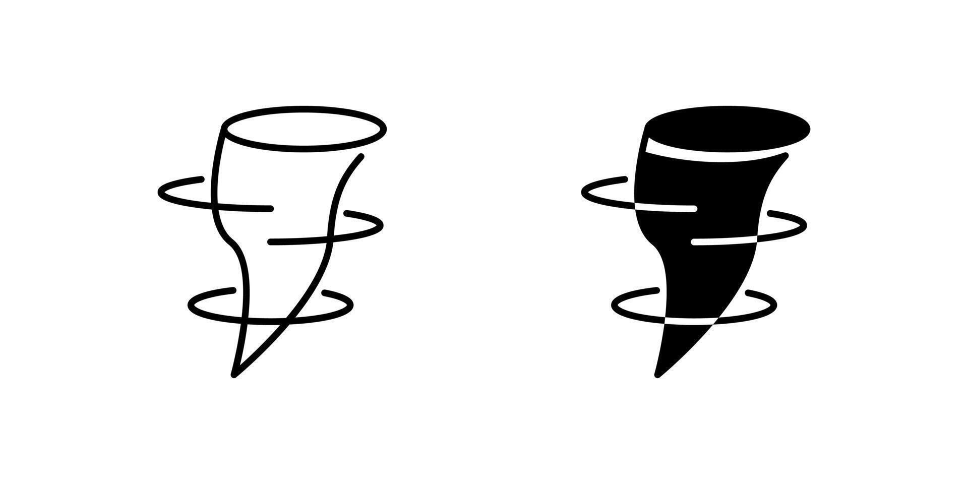 Tornado Icon Set. A black icon of a tornado, representing severe weather. vector