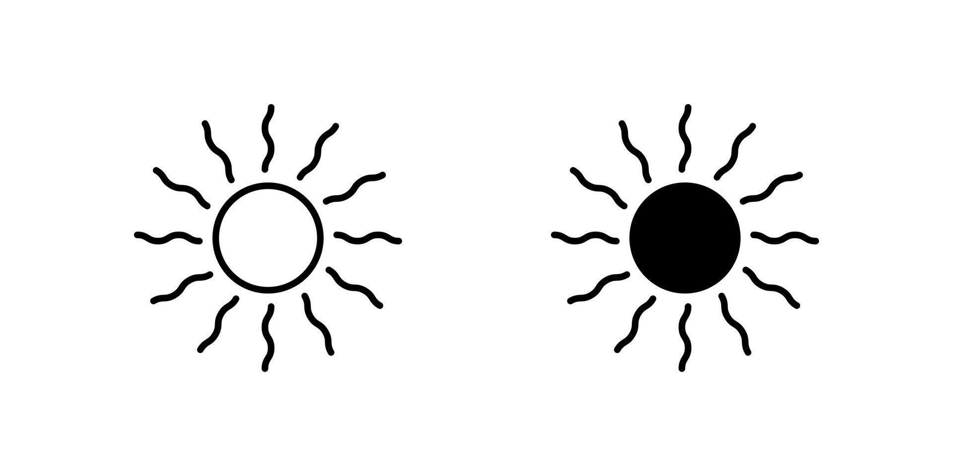 Warm Icon Set. A black icon of warm weather, representing heat. vector
