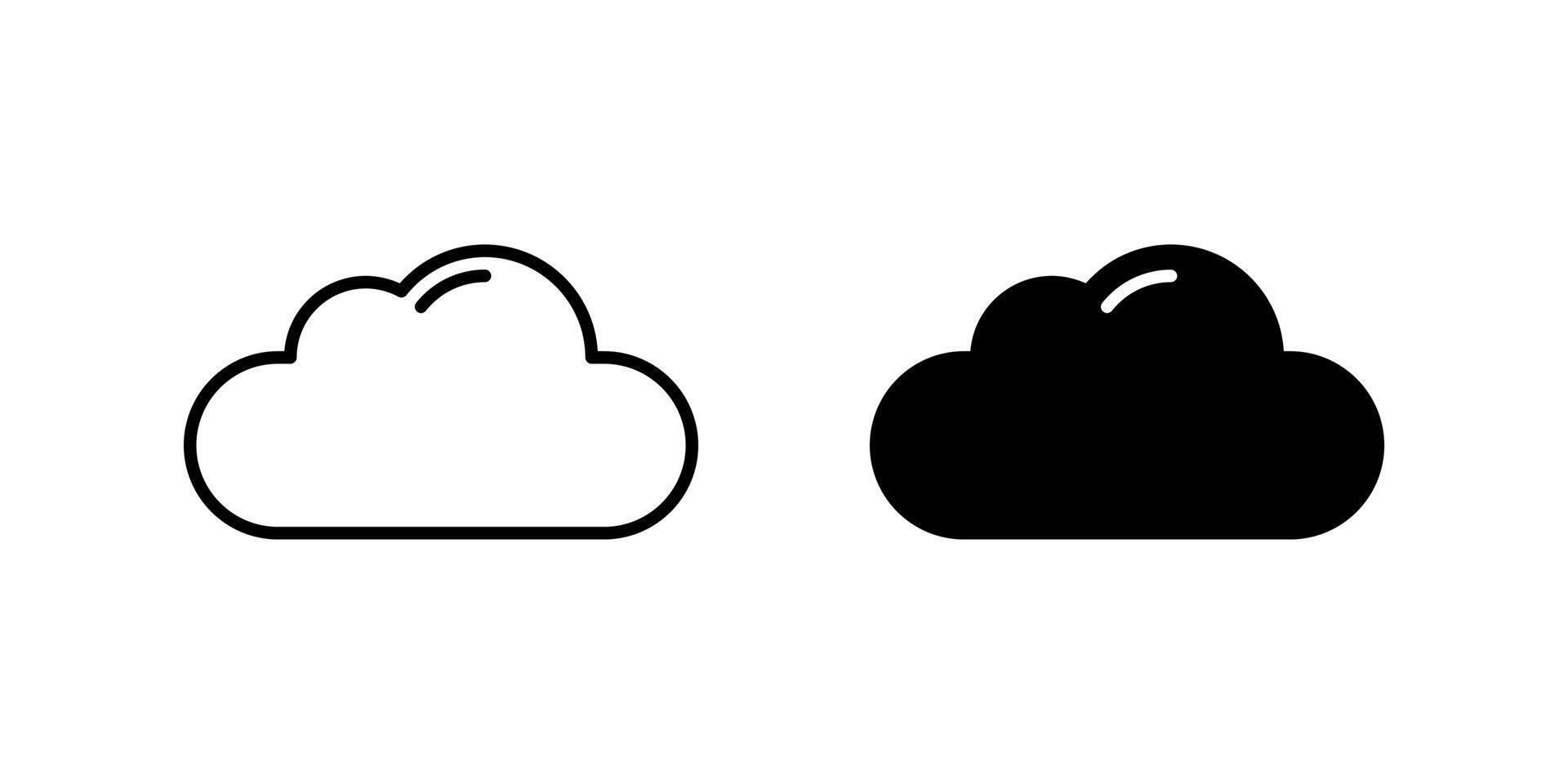 Cloud Icon Set. A black icon of a cloud, representing weather or storage. vector