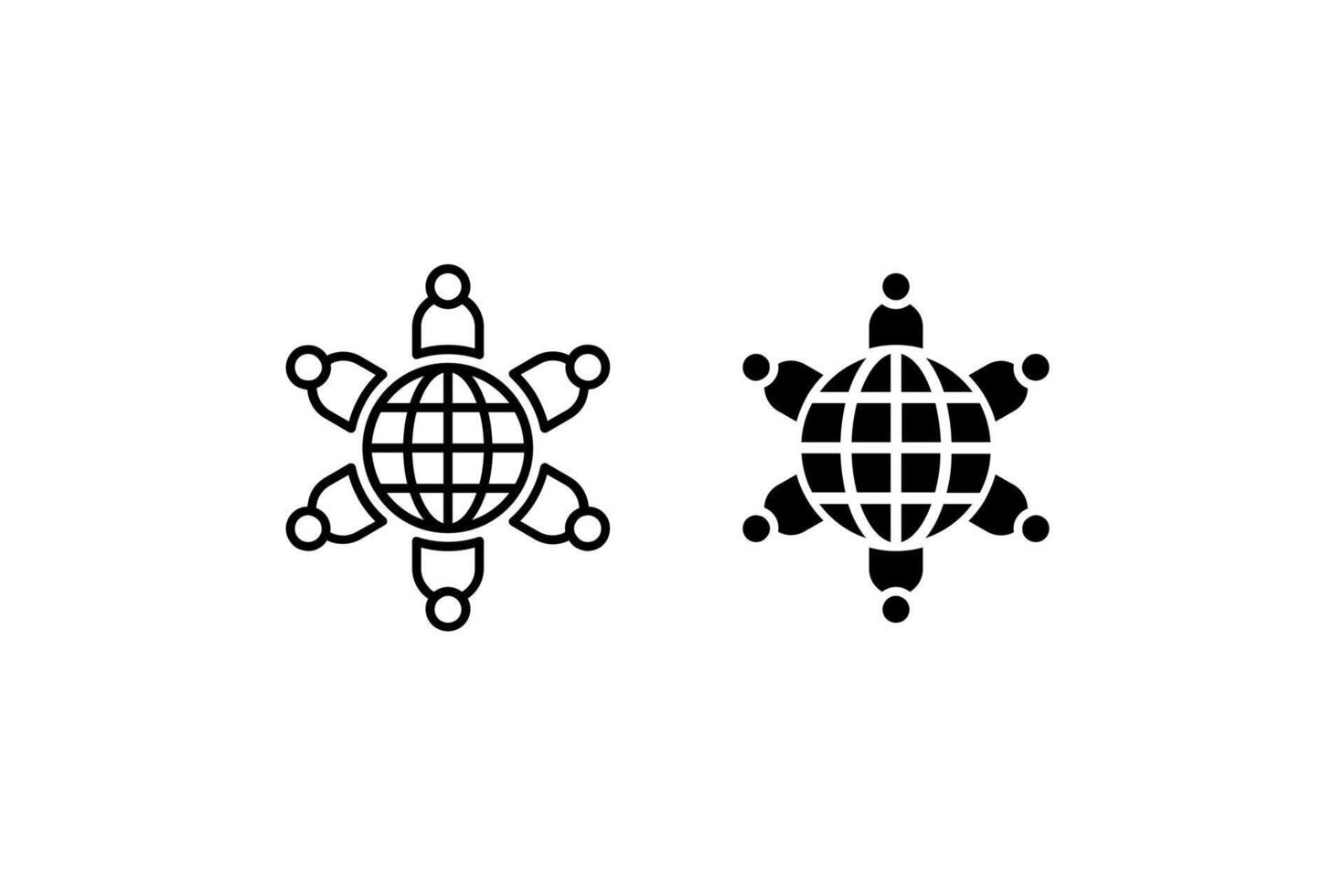 Conference Icon Set. A black icon of a conference globe, representing meetings. vector