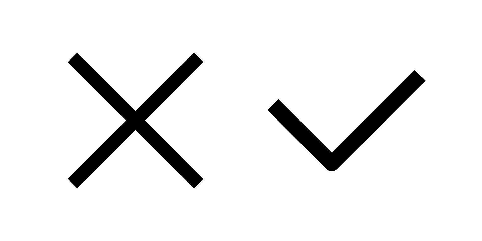 Icons of cross and tick symbols for design and symbols. Represent check and cancel. vector
