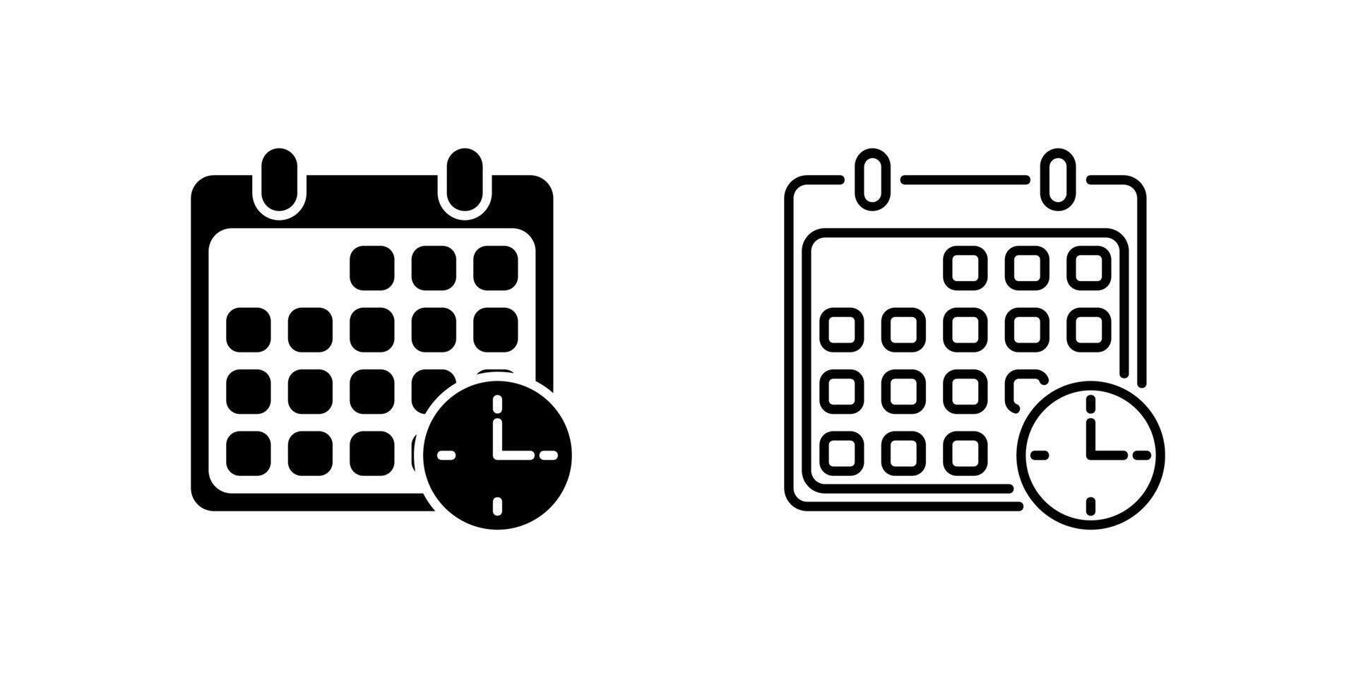 Icons of two calendar reminders for scheduling and time. Represent event and date. vector