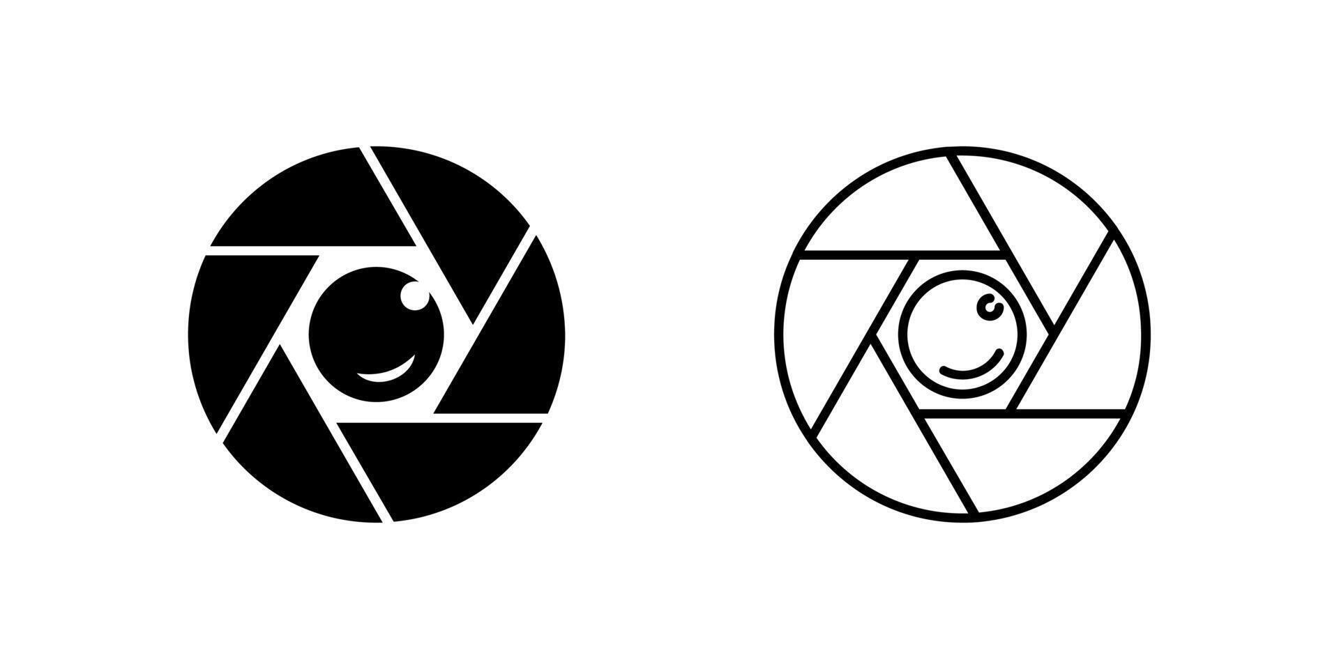 Icons of two camera shutters for photography and . Represent capture and shoot. vector