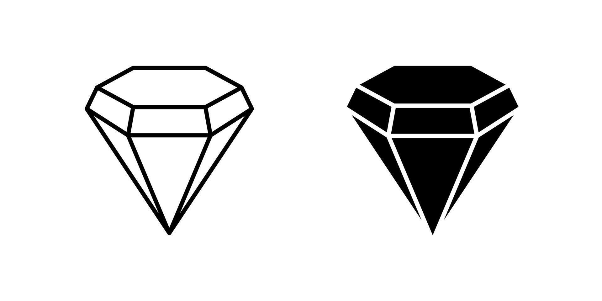 Icons of two diamonds for luxury and jewelry. Represent gem and value. vector