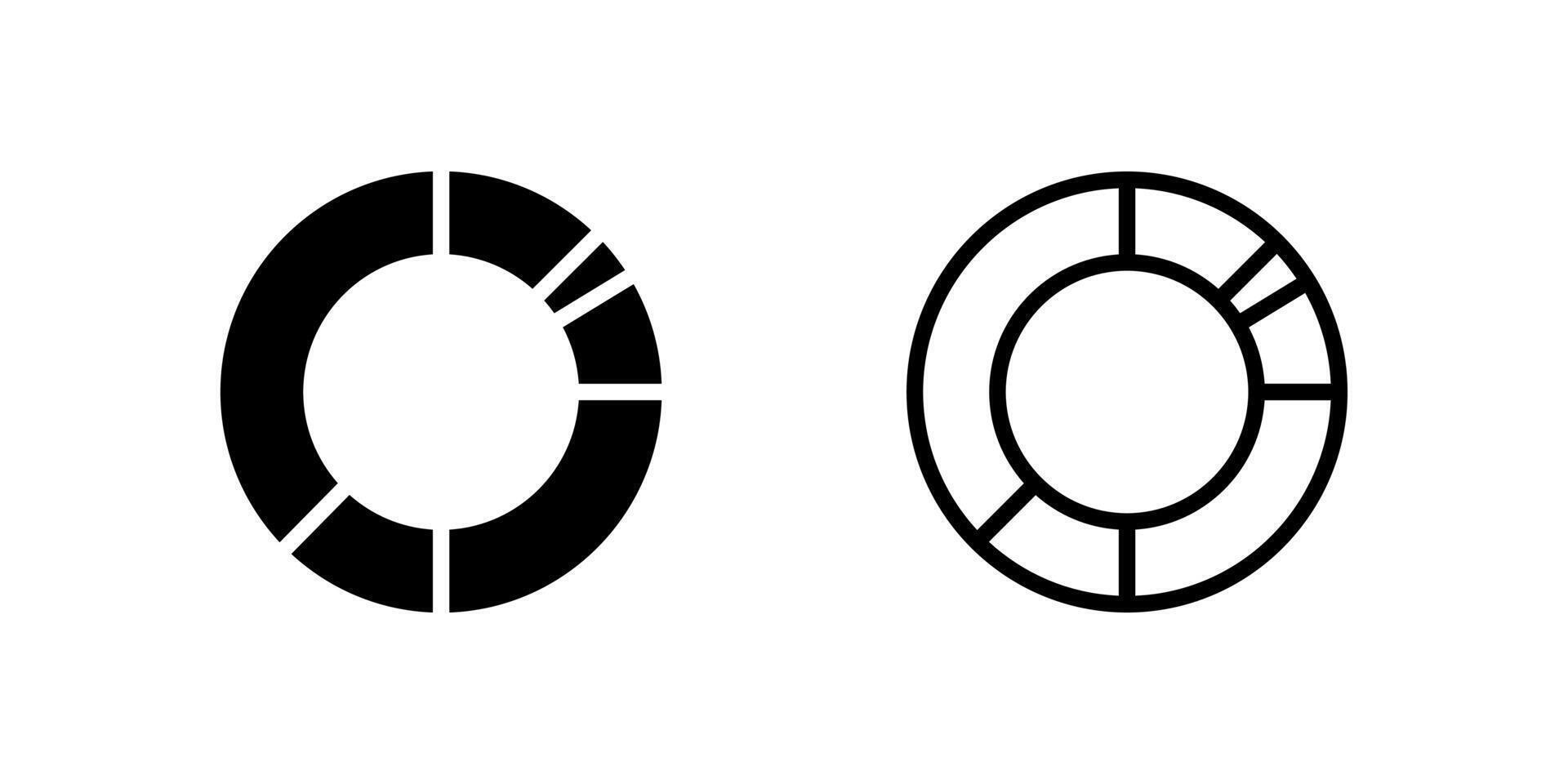 Clear donut chart diagram icon for data analysis, statistics, and information visualization. Useful for reports and infographics. vector