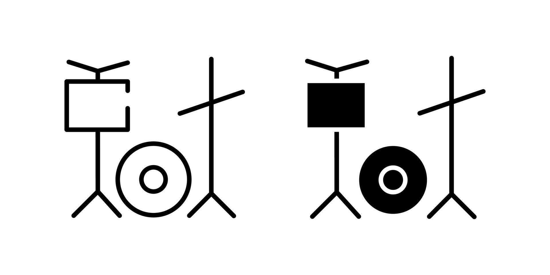 Dynamic drum set music percussion instrument icon set for bands, concerts, and rhythm. Ideal for entertainment, education, and artistic themes. vector