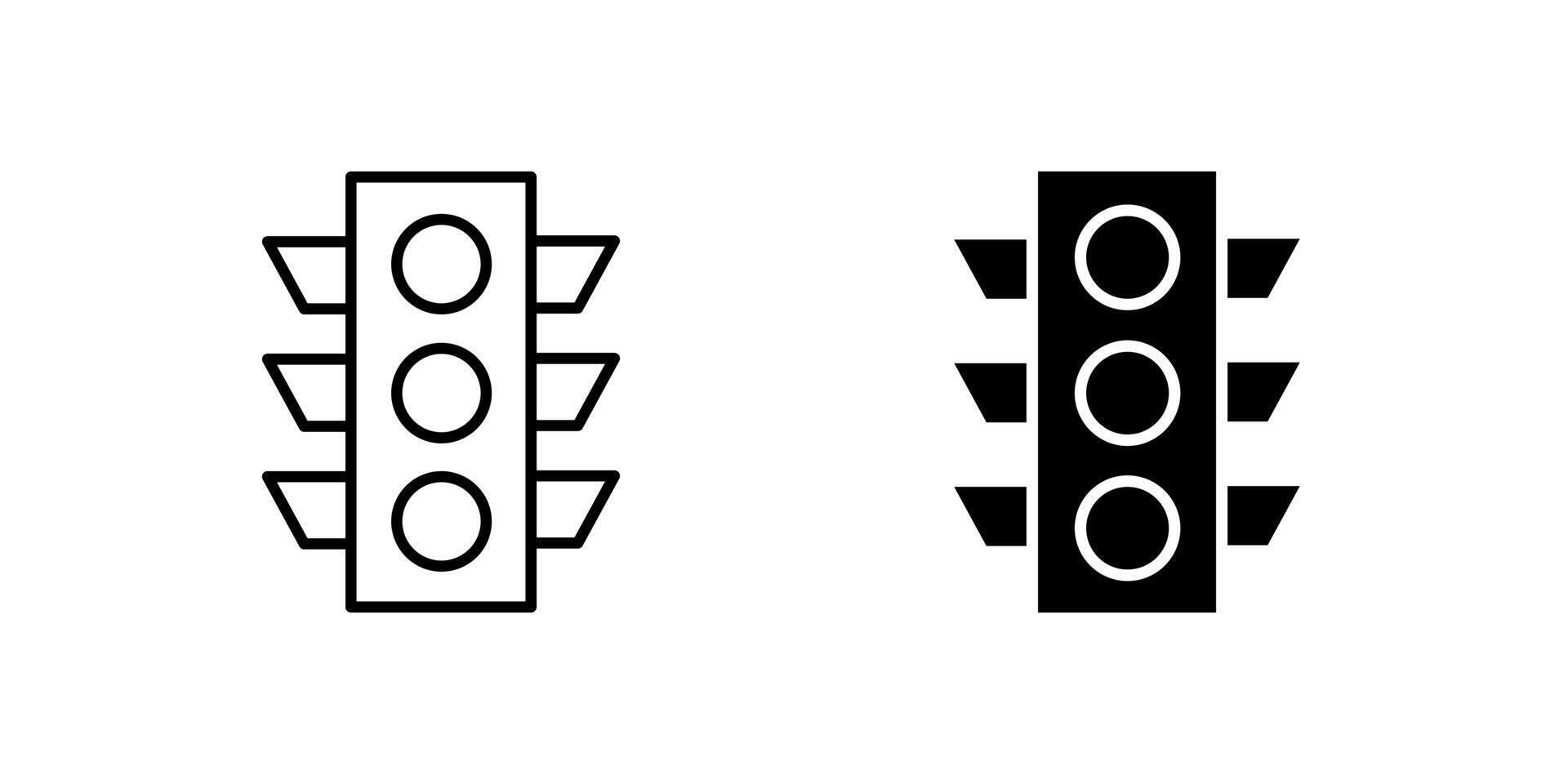 Essential traffic light signal icon set for transportation, road safety, and urban navigation. Useful for city, driving, and communication designs. vector