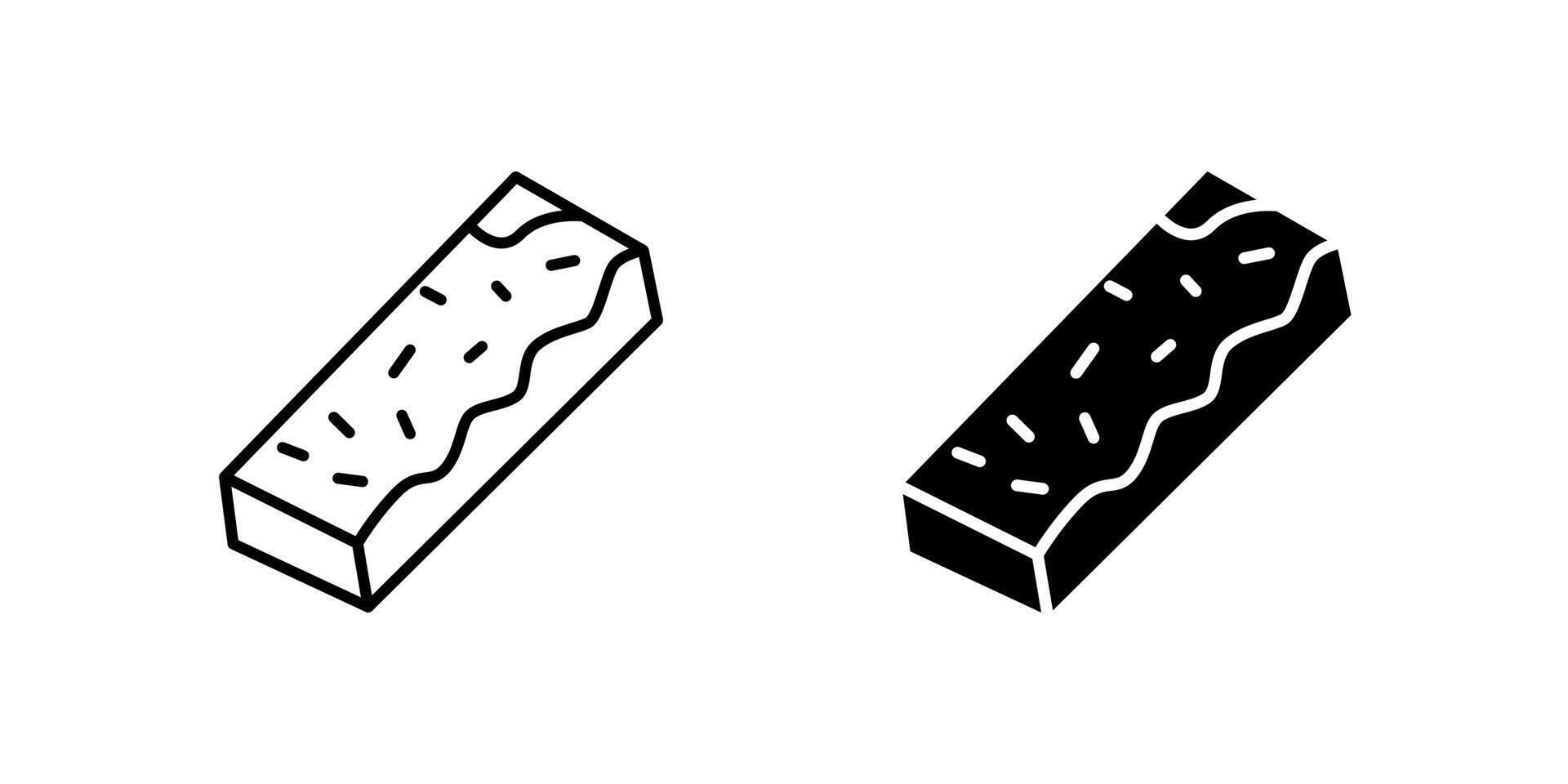 Healthy granola bar icon set representing quick snacks, energy food, and nutrition. Ideal for fitness, diet, and healthy lifestyle themes. vector