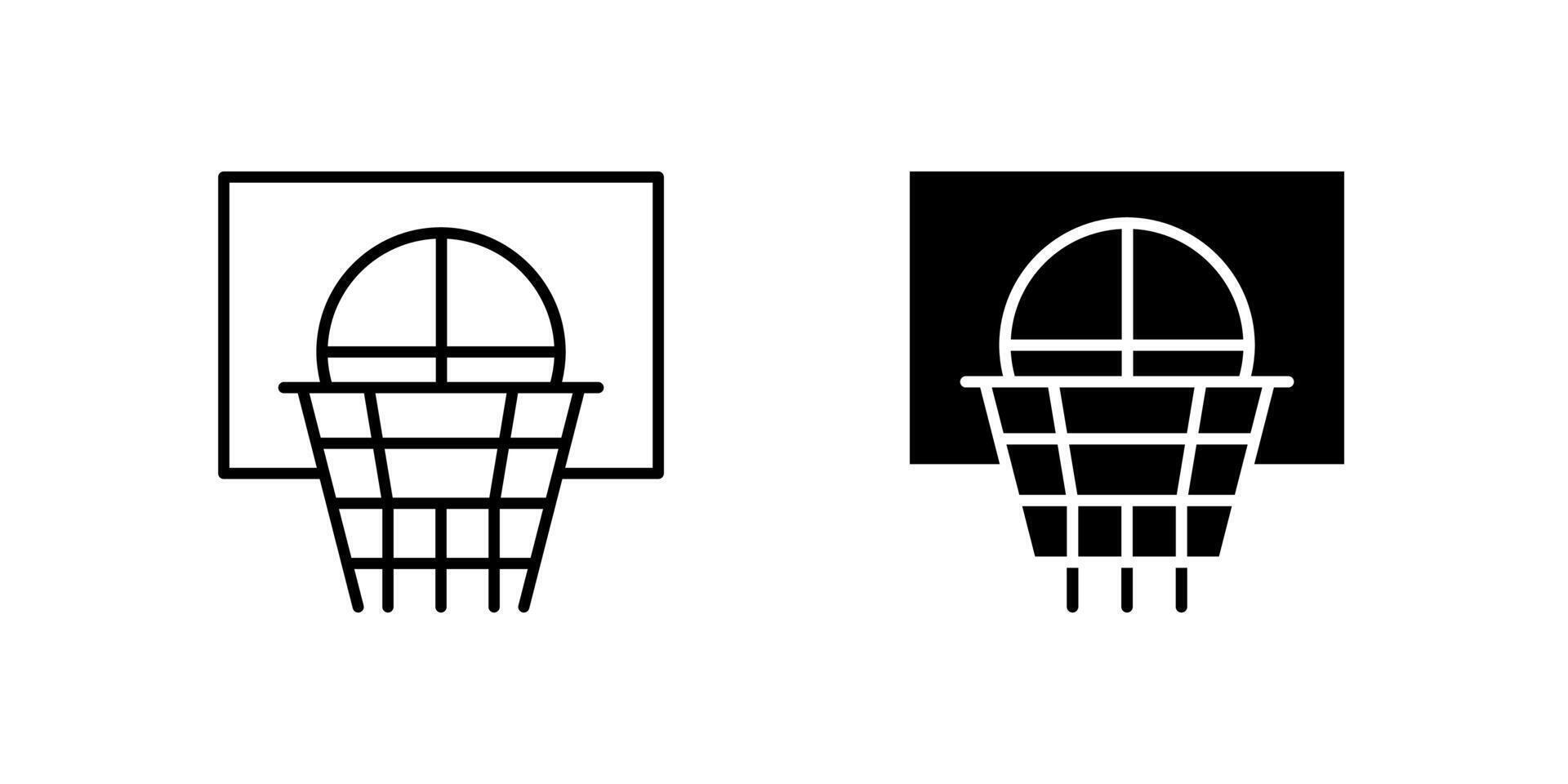 Basketball hoop icon set for sports, games, and athletic activities. Ideal for recreation, team sports, and urban themes. vector