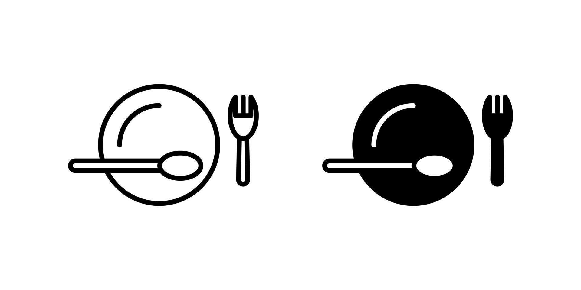 Classic dinner plate with cutlery icon set for food, meals, and dining. Useful for restaurants, cafes, and culinary themes. vector