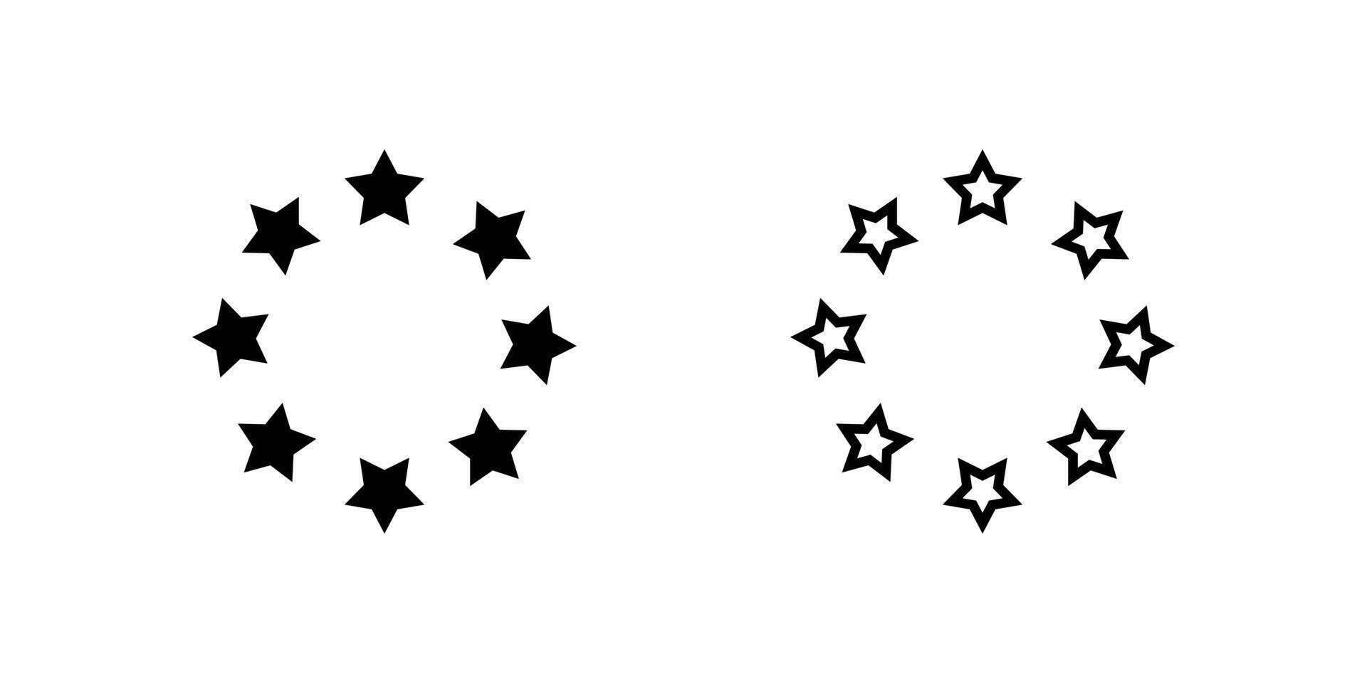 Stylized Euro star circular icon set representing the European Union, unity, and collaboration. Great for international themes and European concepts. vector