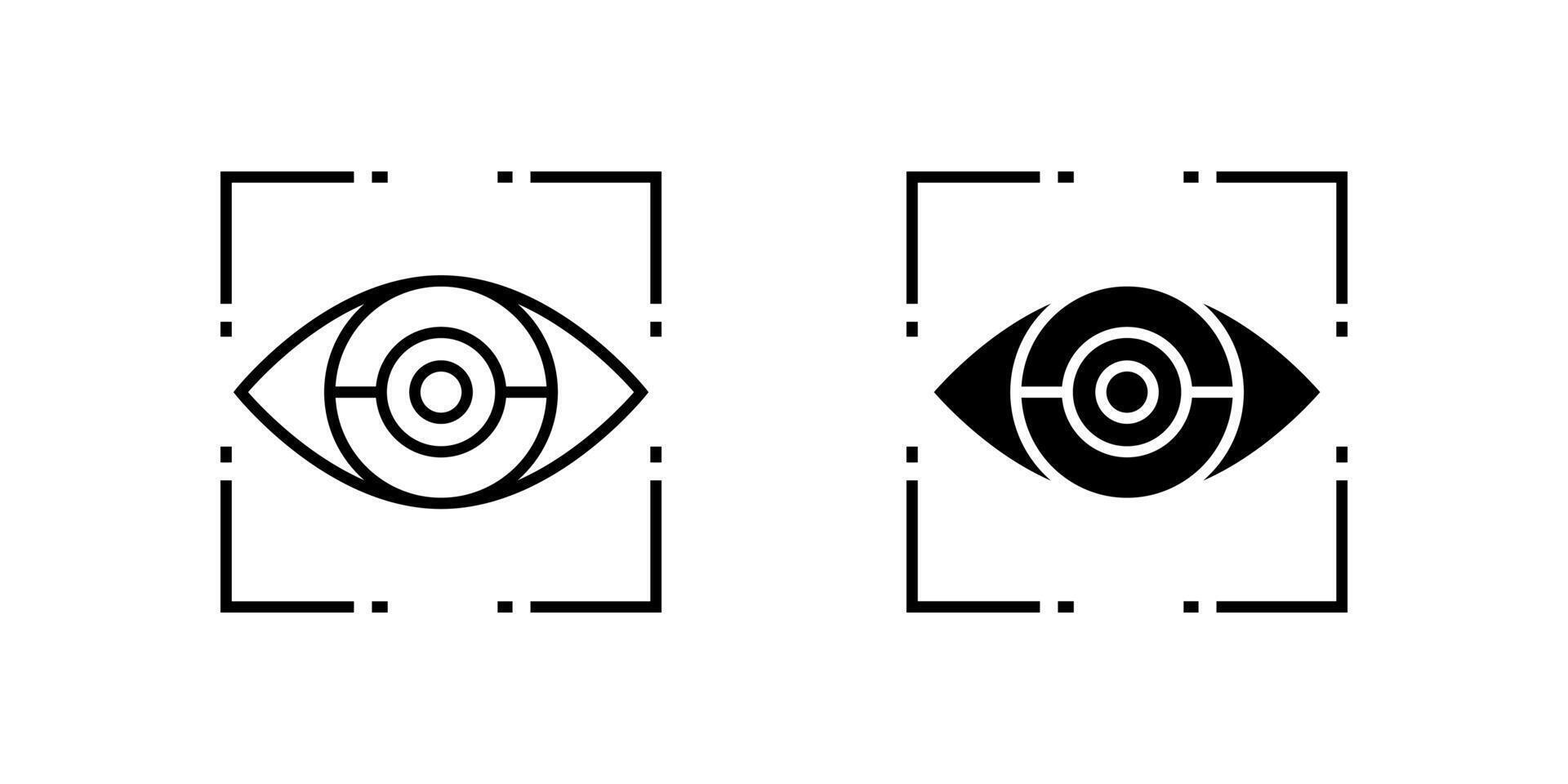 Modern eye scan icon set representing biometric security, identification, and technology. Essential for access control and digital authentication. vector