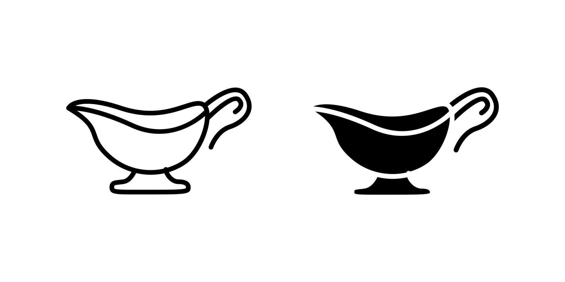 Classic gravy boat icon set for sauces, condiments, and dining. Ideal for culinary, restaurant, and food themes. vector
