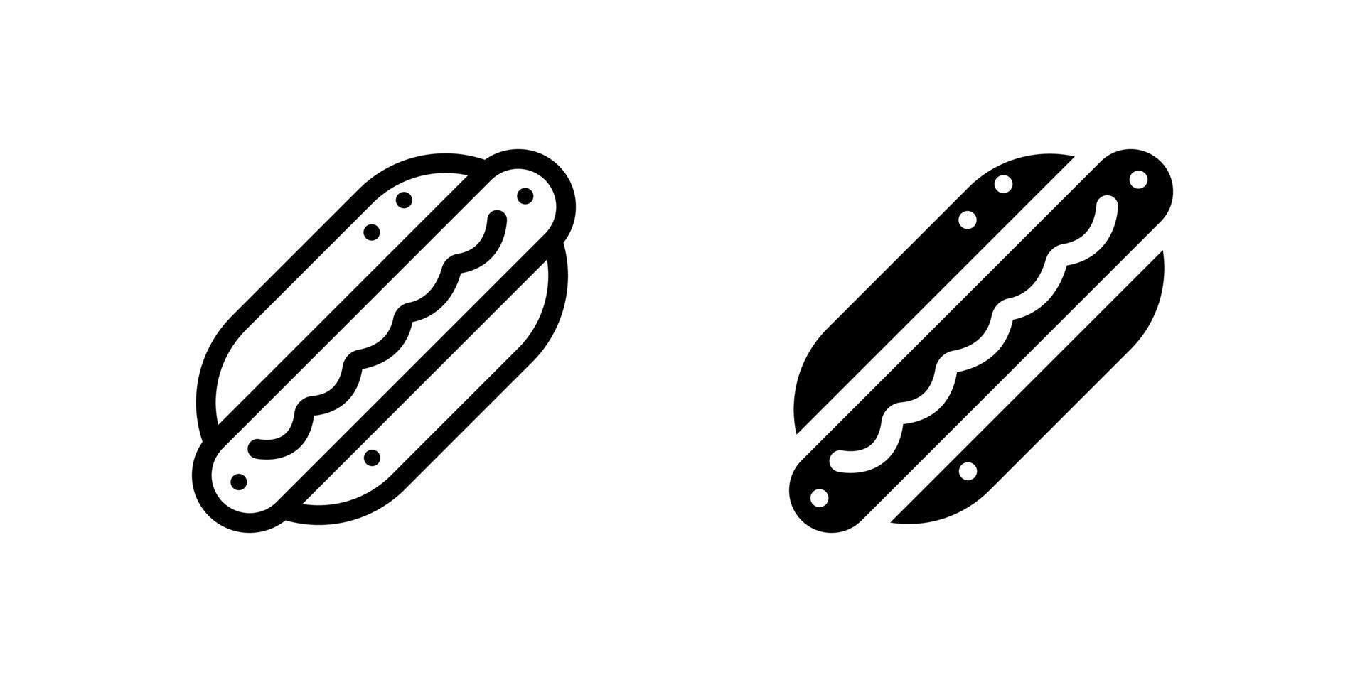 Classic hotdog fast food icon set for street food, snacks, and casual dining. Ideal for restaurants, menus, and culinary themes. vector