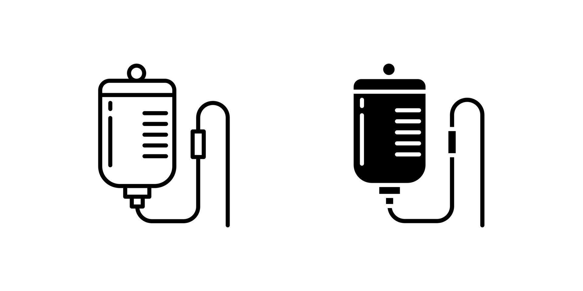 Essential IV bag medical drip icon set for hospitals, health care, and patient treatment. Ideal for emergency, wellness, and pharmacology themes. vector