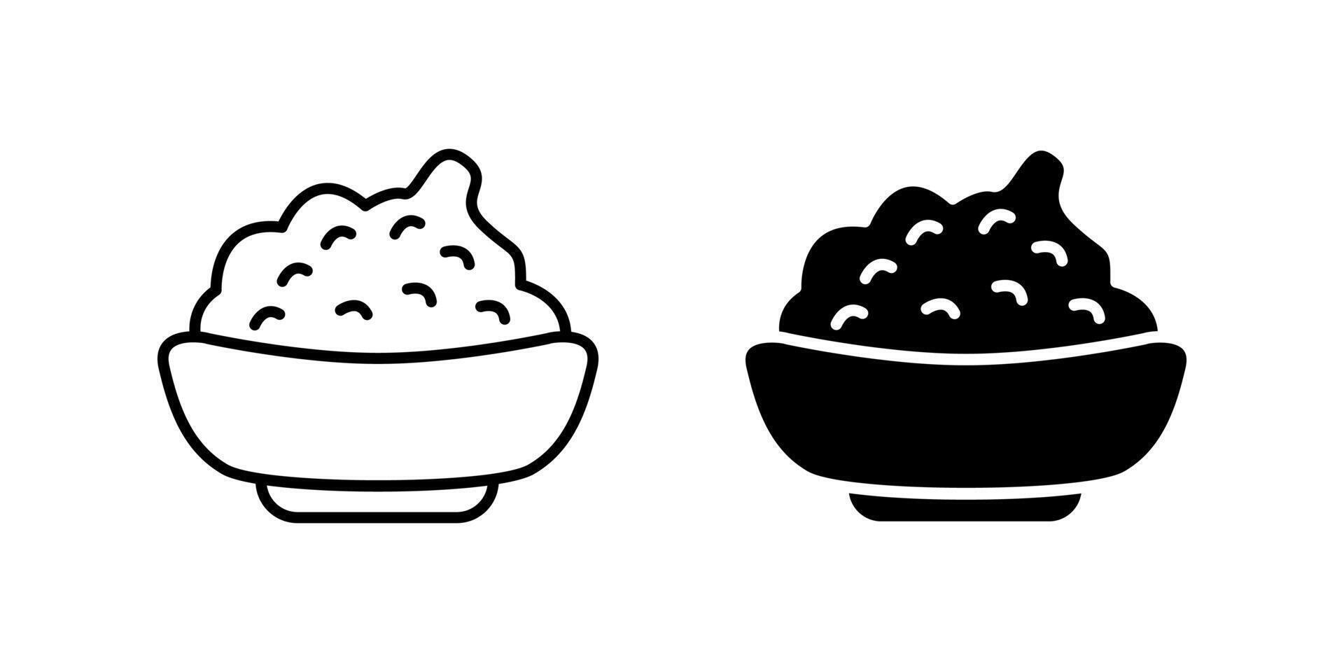Delicious mashed potatoes icon set perfect for food blogs, recipes, and culinary apps. vector