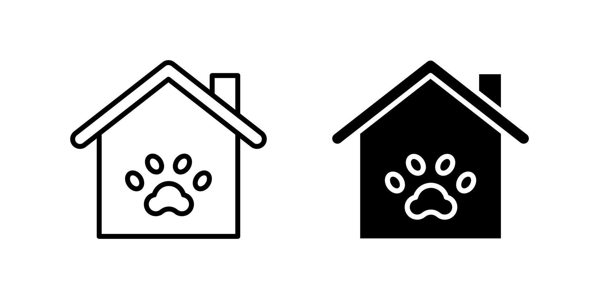 Cozy paw house icon set perfect for pet care websites, animal shelters, and home themes. vector