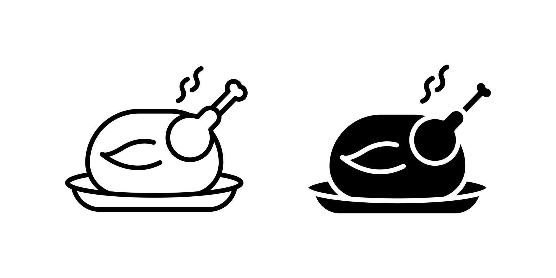 Classic roasted poultry icon set representing cooked chicken, festive meals, and delicious food. Perfect for culinary, restaurant, and family dining themes. vector