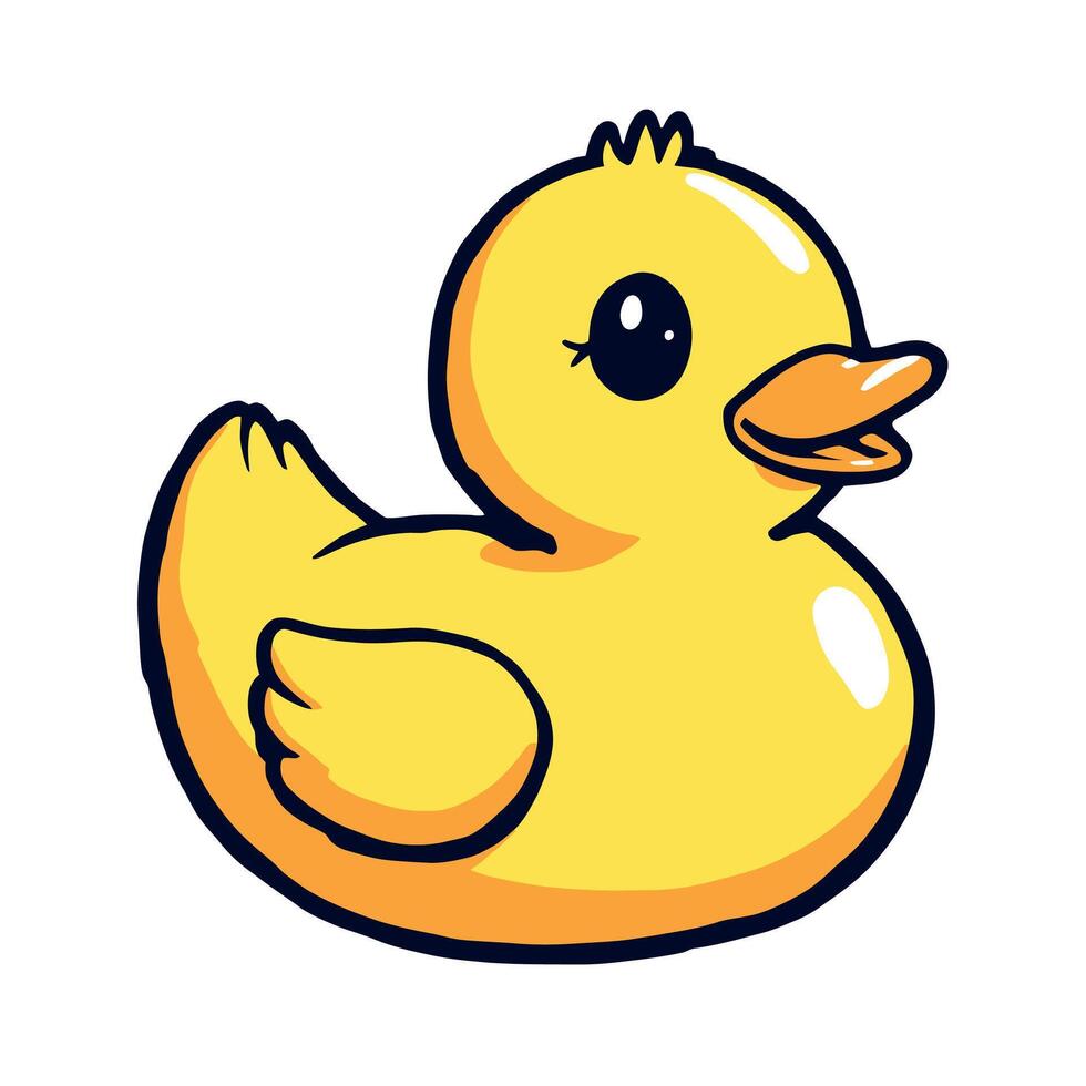 Cute Cartoon Yellow Rubber Duckie Sticker Isolated On a White Background vector
