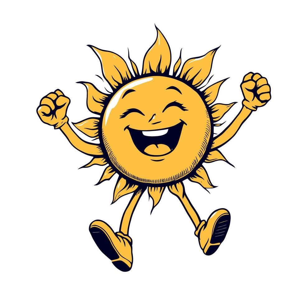 Cheerful Sun illustration Sticker Bringing Happiness and Joy on Sunny Days vector