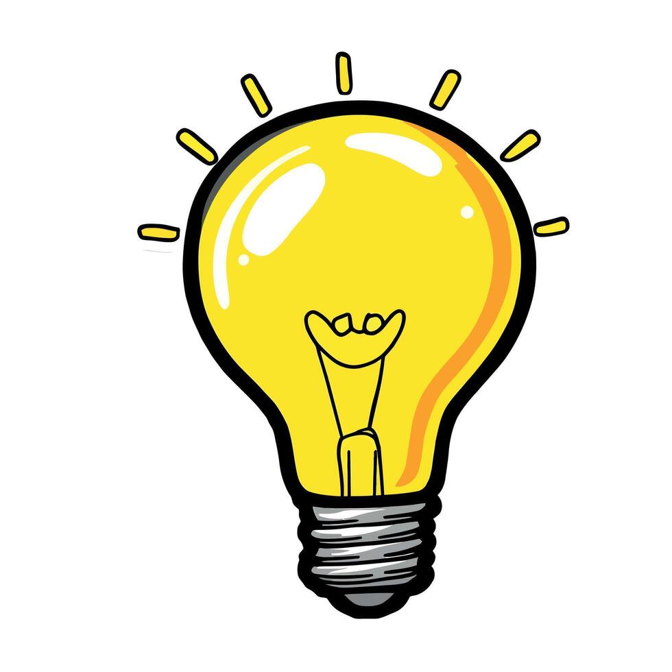 A Bright Yellow Light Bulb Emitting Rays Of Light Sticker illustration Art vector
